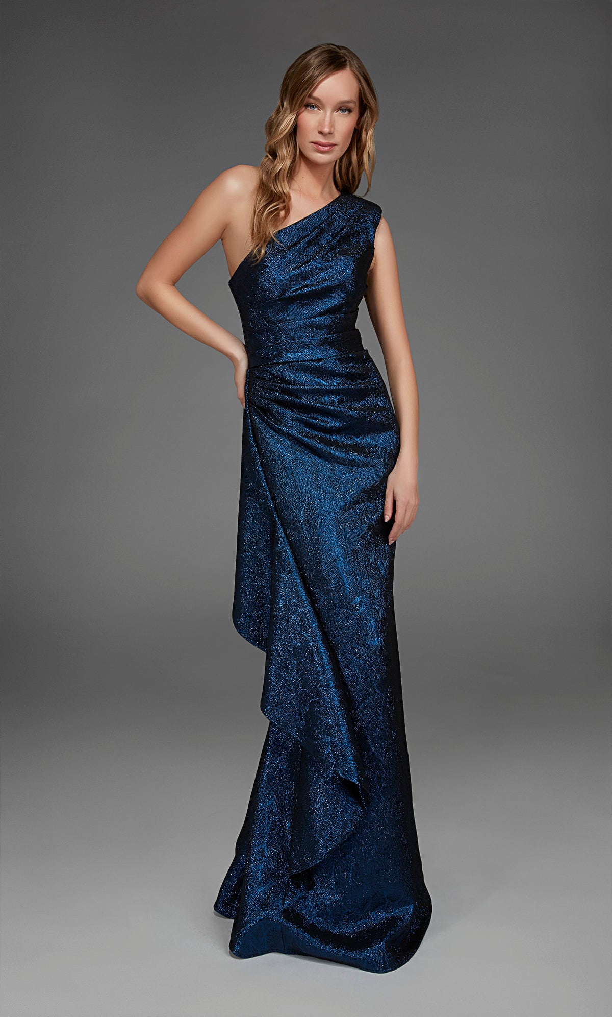 ALYCE Paris 27885 Special Occasion One Shoulder Neckline Ruched/draped A Line Dress