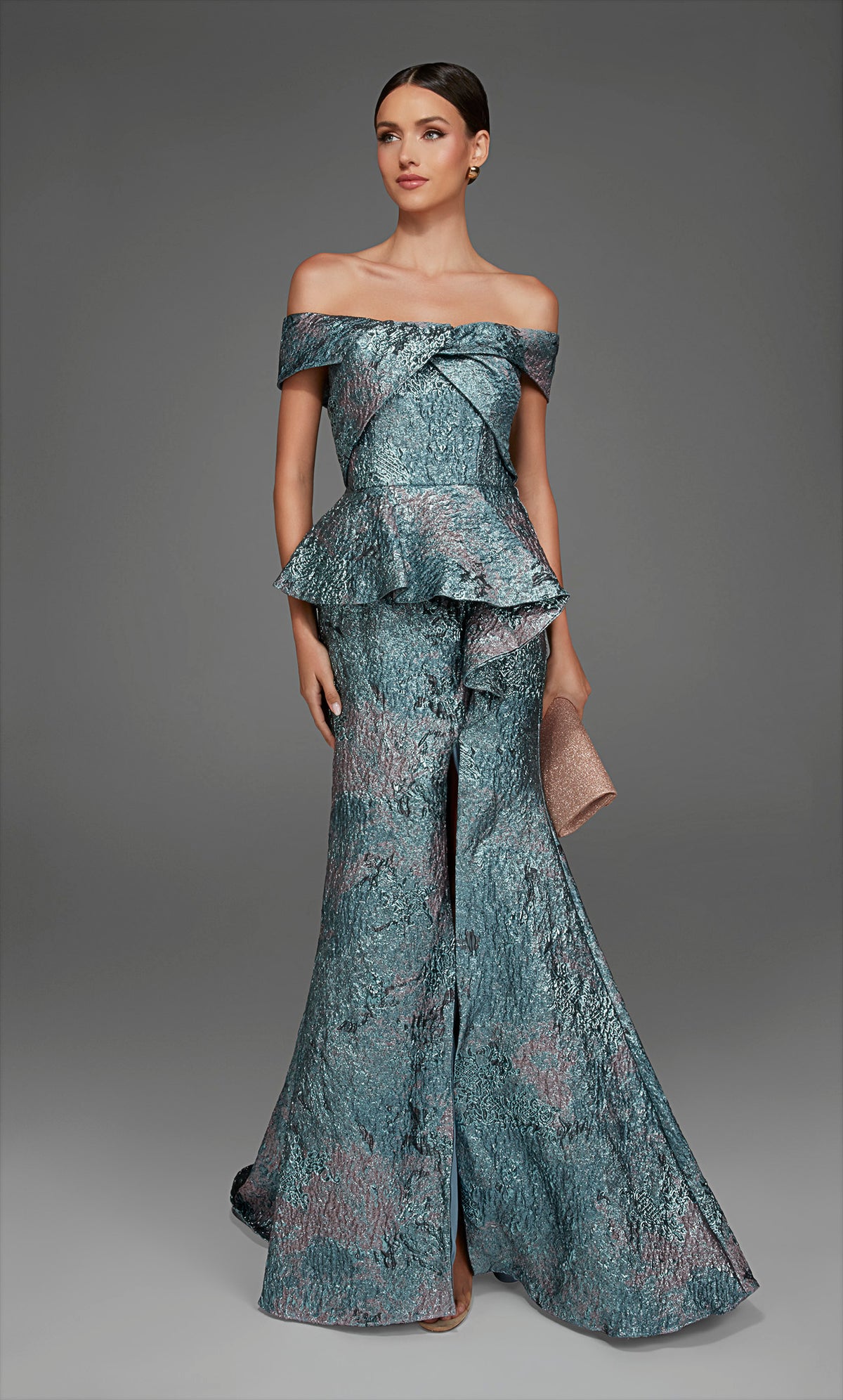 ALYCE Paris 27899 Special Occasion Off The Shoulder Neckline Waterfall Mermaid Dress