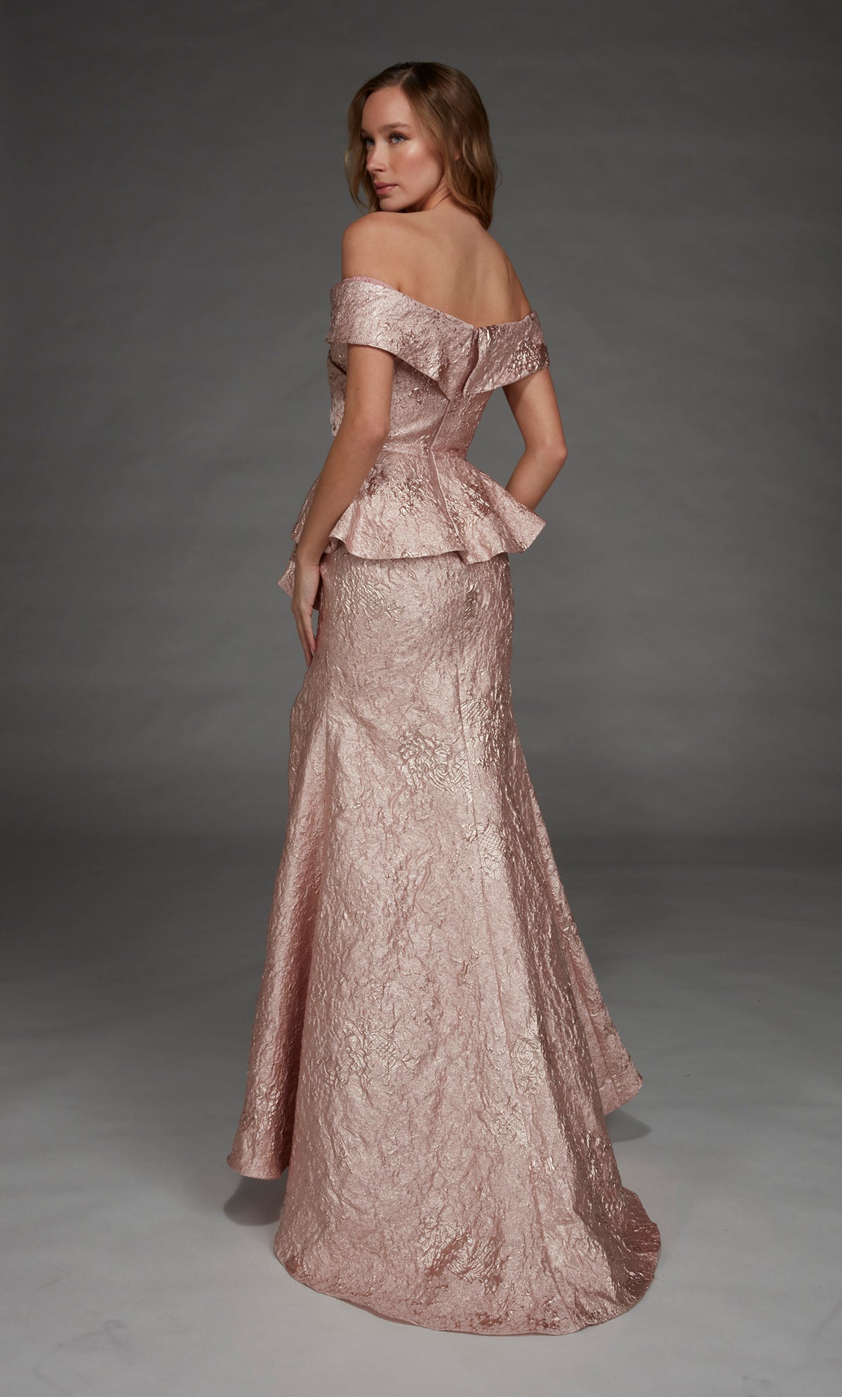 ALYCE Paris 27899 Special Occasion Off The Shoulder Neckline Waterfall Mermaid Dress