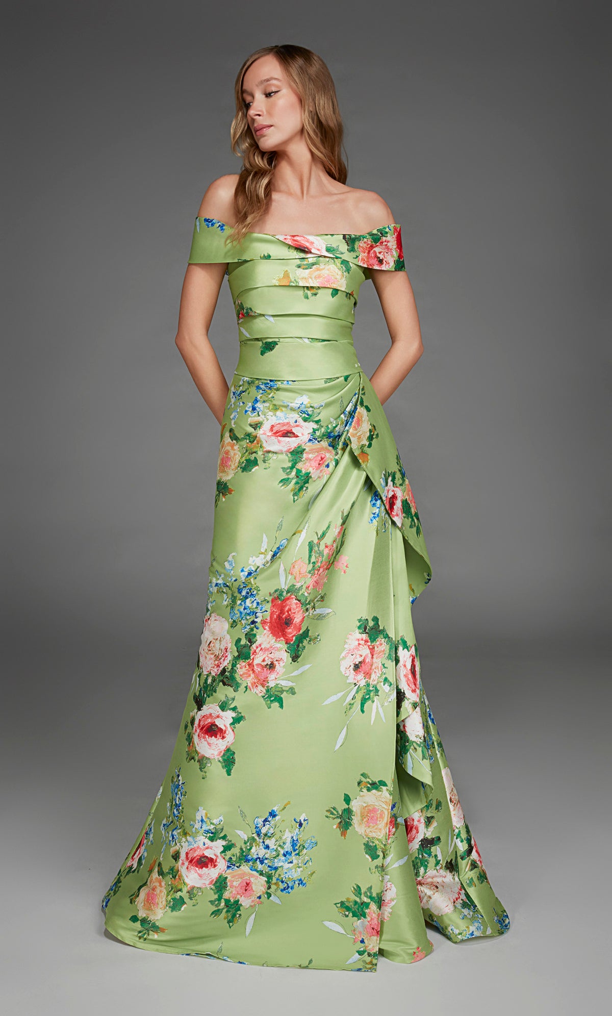 ALYCE Paris 27915 Special Occasion Off The Shoulder Neckline Ruched/draped A Line Dress