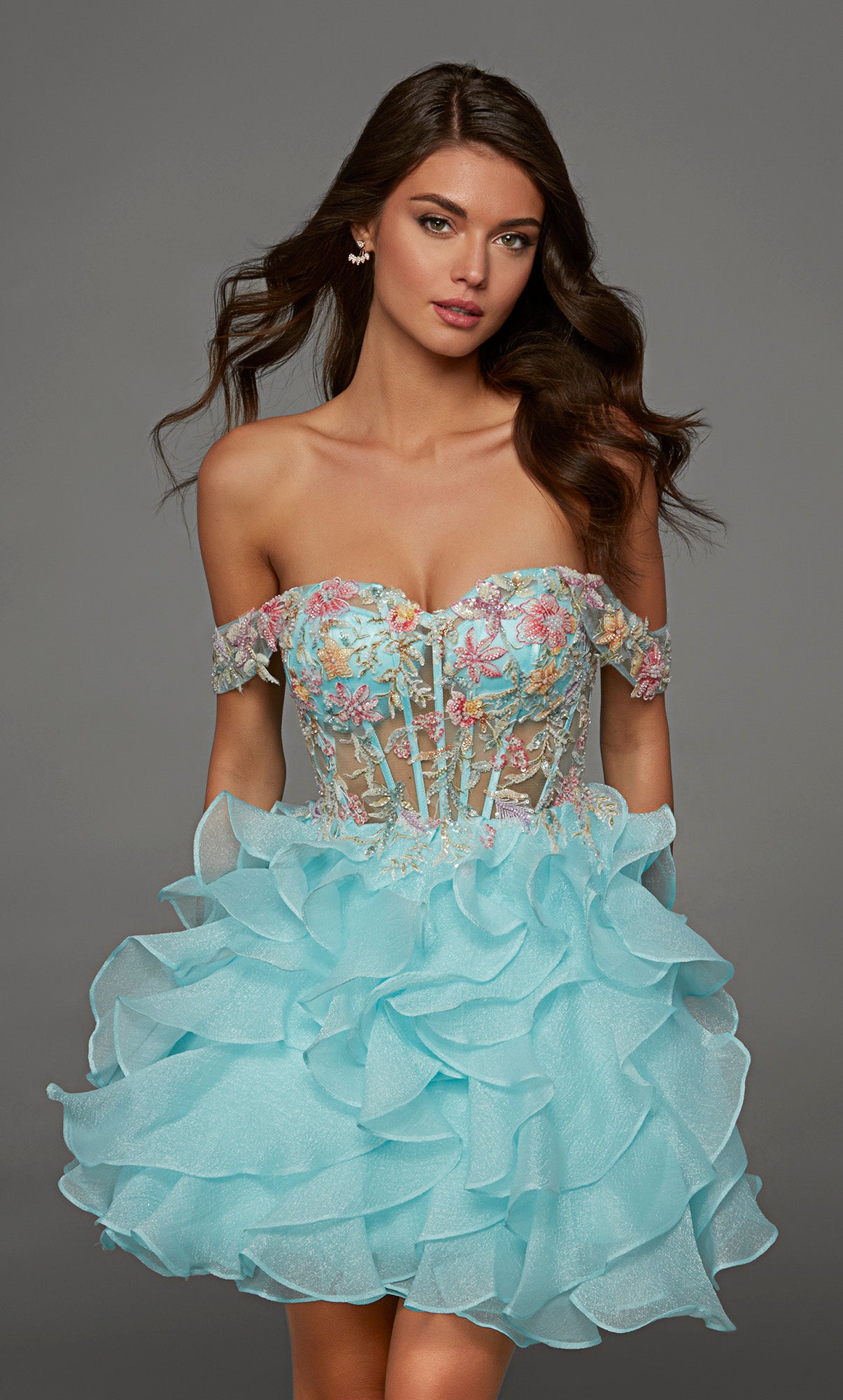 organza homecoming dress Scoop short Organza Homecoming Dress with Lace US10 / As Picture main image 0