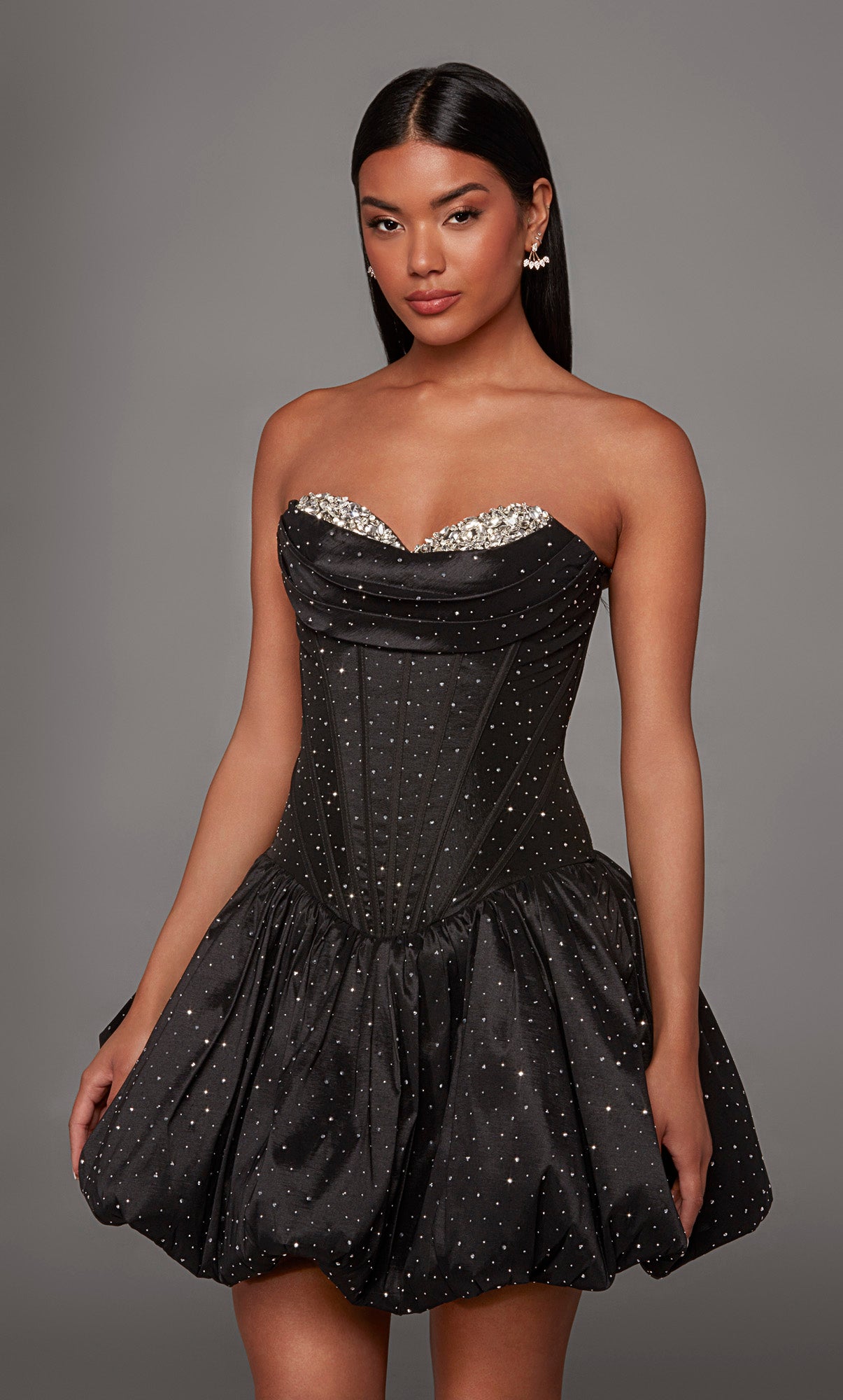 black and silver homecoming dresses Ombreprom Homecoming Dress Dark Grey Sequins Lace Up Ball Gown Tulle Short Prom Dress