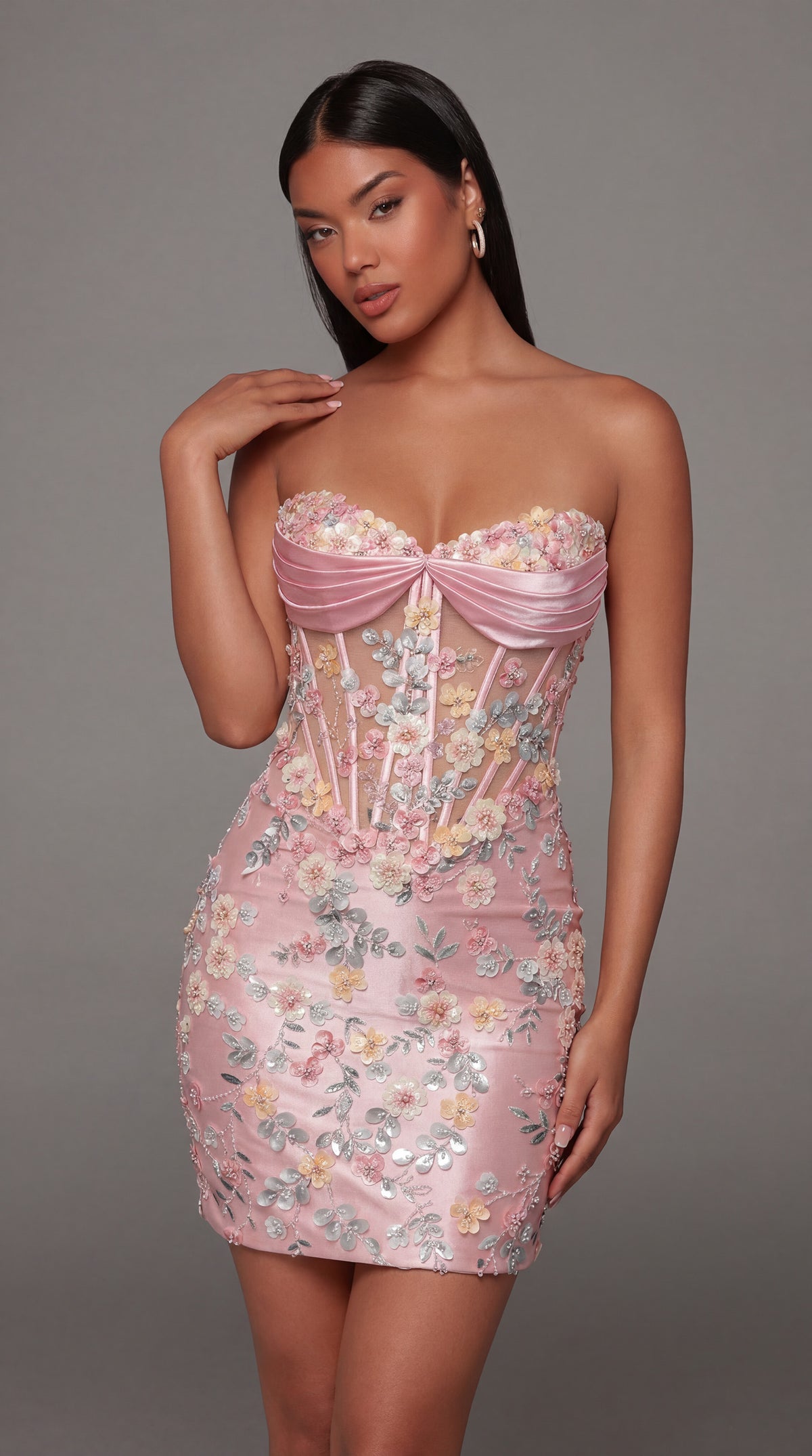 ALYCE Paris 40139 Homecoming Short Cat-eye Neckline Embellished Straight Dress