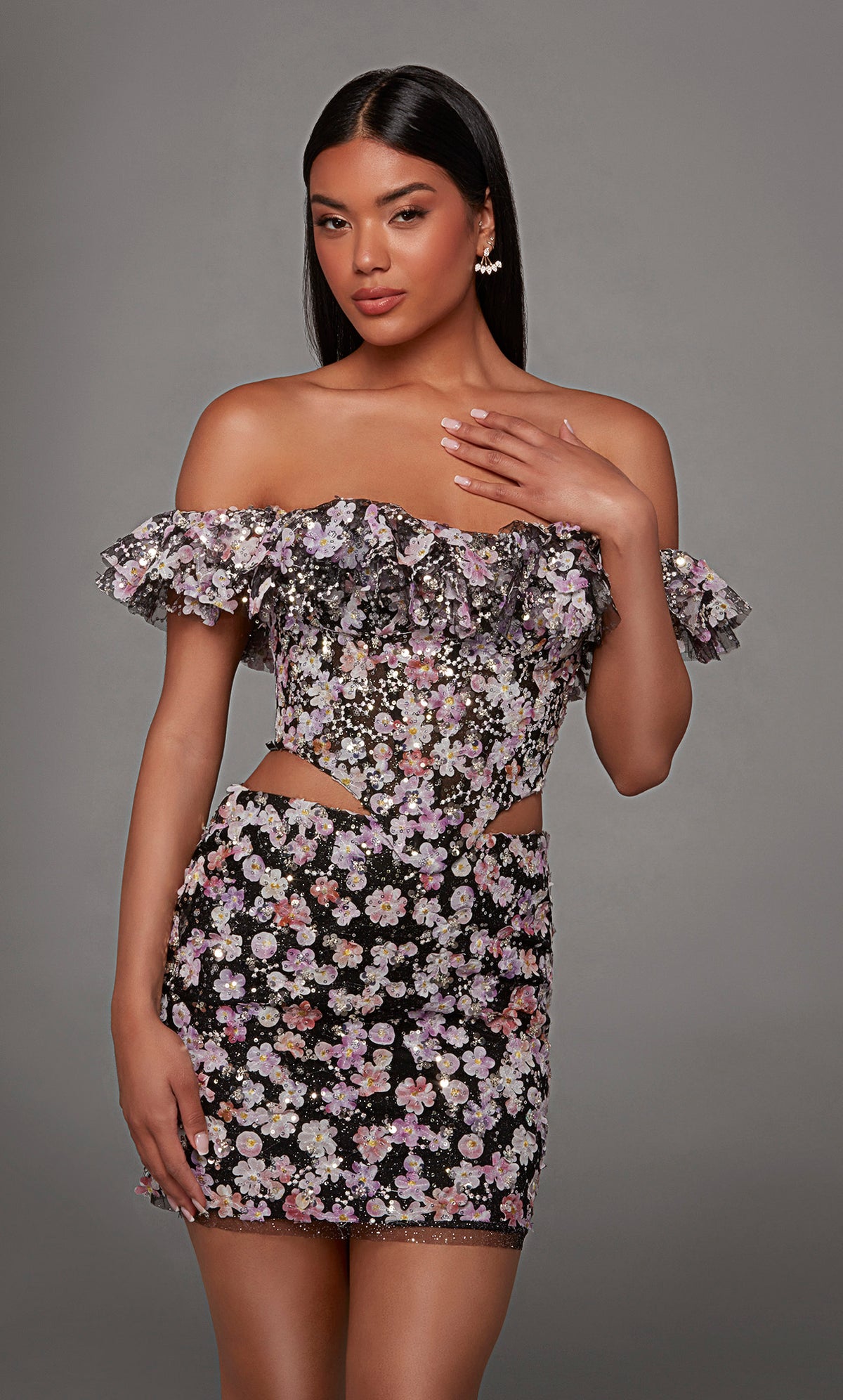 ALYCE Paris 40167 Homecoming Short Off The Shoulder Neckline Two-piece - Alyce Paris ALYCE Paris 40167 Homecoming Short Off The Shoulder Neckline Two-piece - Alyce Paris