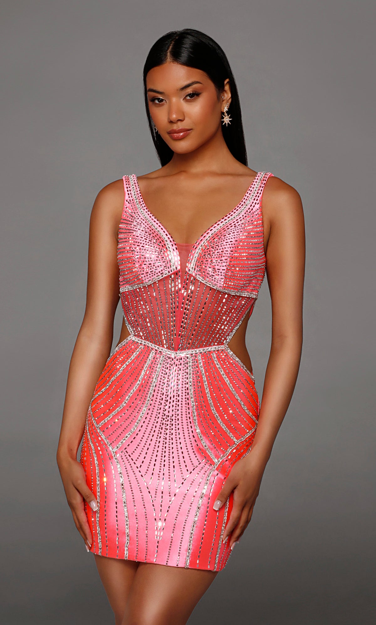 ALYCE Paris 40176 Homecoming Short Plunging Neckline Elegant Straight Dress