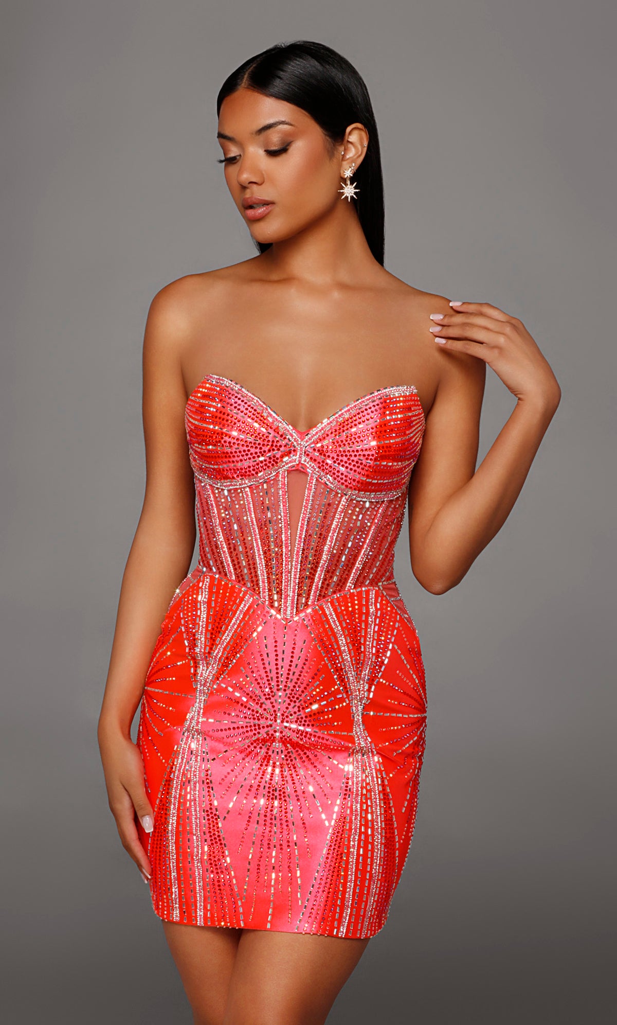 ALYCE Paris 40232 Homecoming Short Cat-eye Neckline Shimmery/sparkly Straight Dress