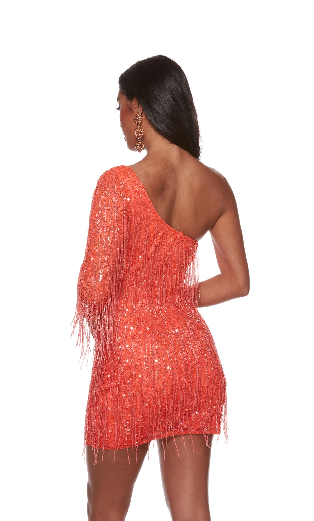 ALYCE Paris 4646 Homecoming Short One Shoulder Fringe  Dress