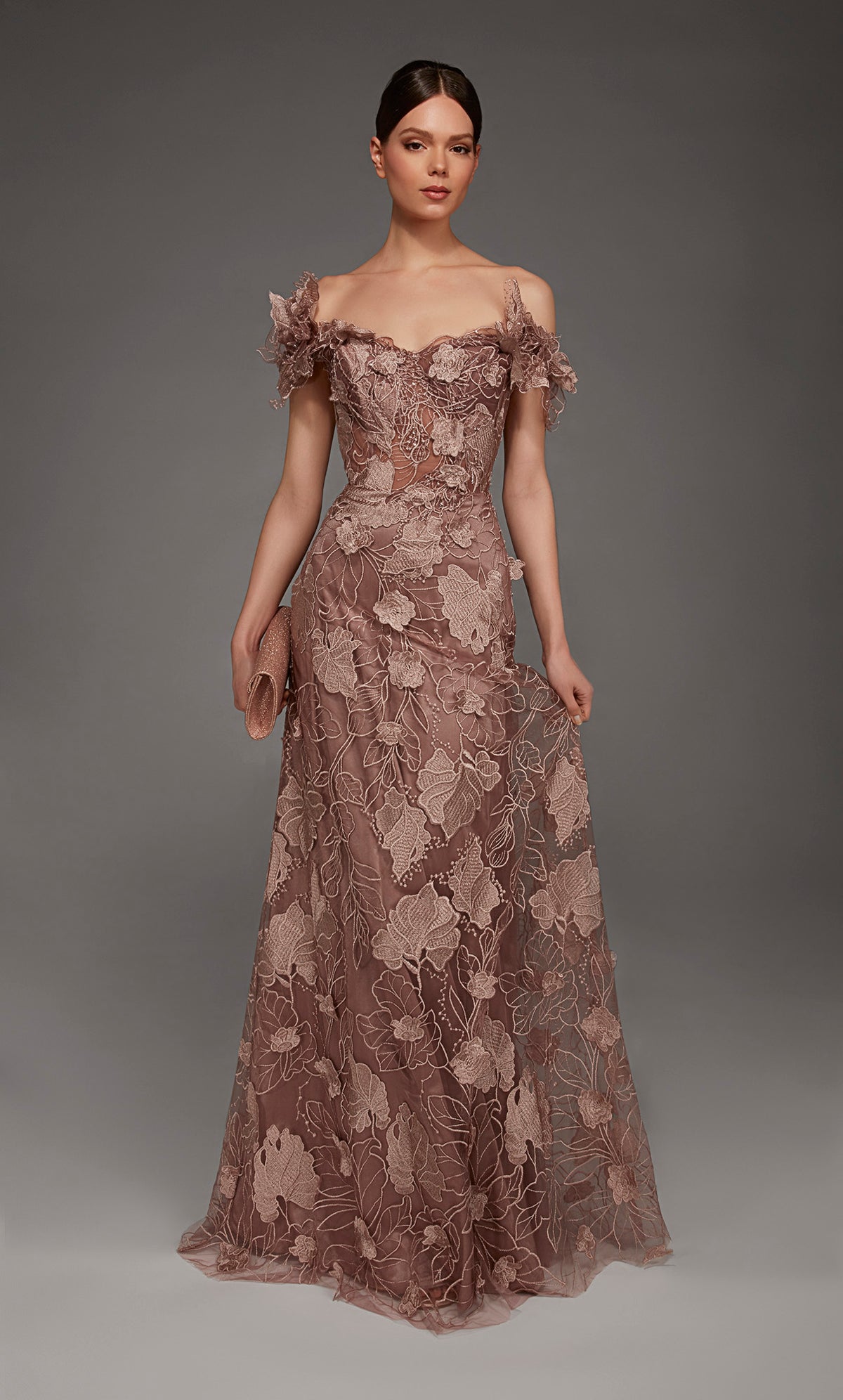 ALYCE Paris 55001 Special Occasion Off The Shoulder Neckline Plus Size A Line Dress