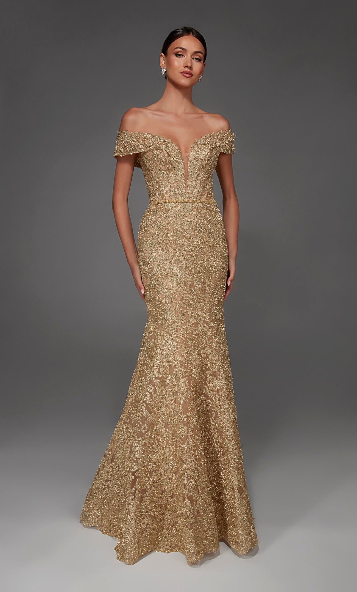 ALYCE Paris 55007 Special Occasion Off The Shoulder Neckline Corset Mermaid Dress