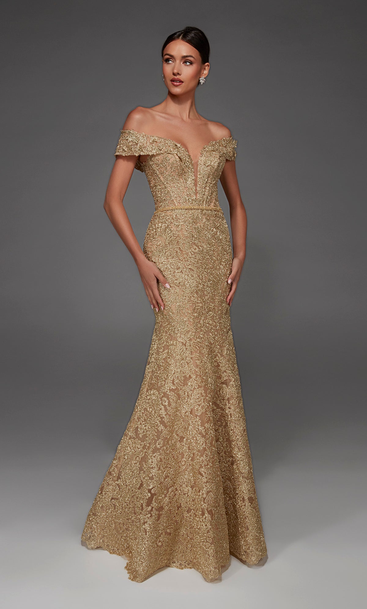 ALYCE Paris 55007 Special Occasion Off The Shoulder Neckline Corset Mermaid Dress