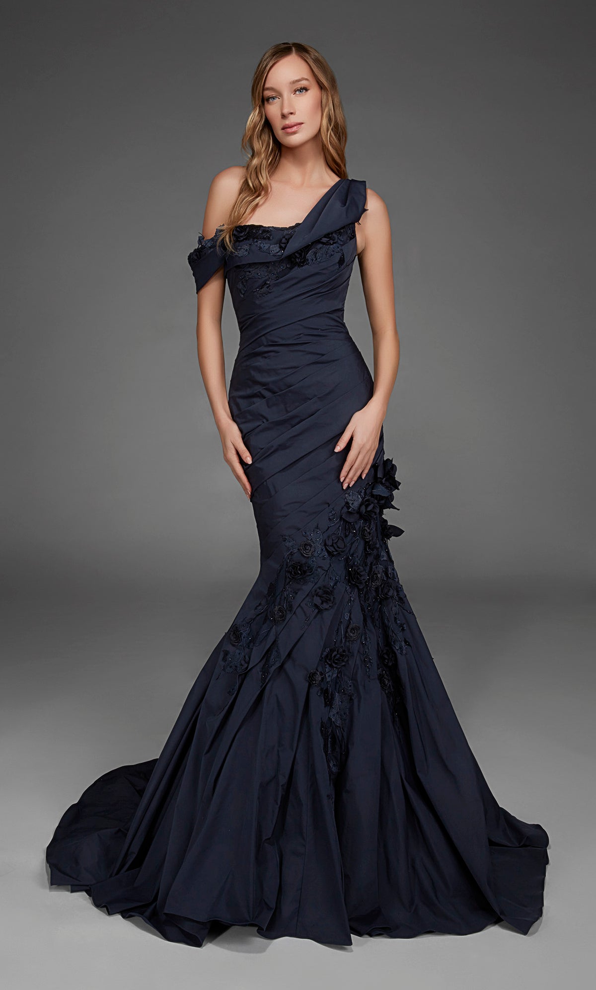ALYCE Paris 55013 Special Occasion One Shoulder Neckline Ruched/draped Mermaid Dress
