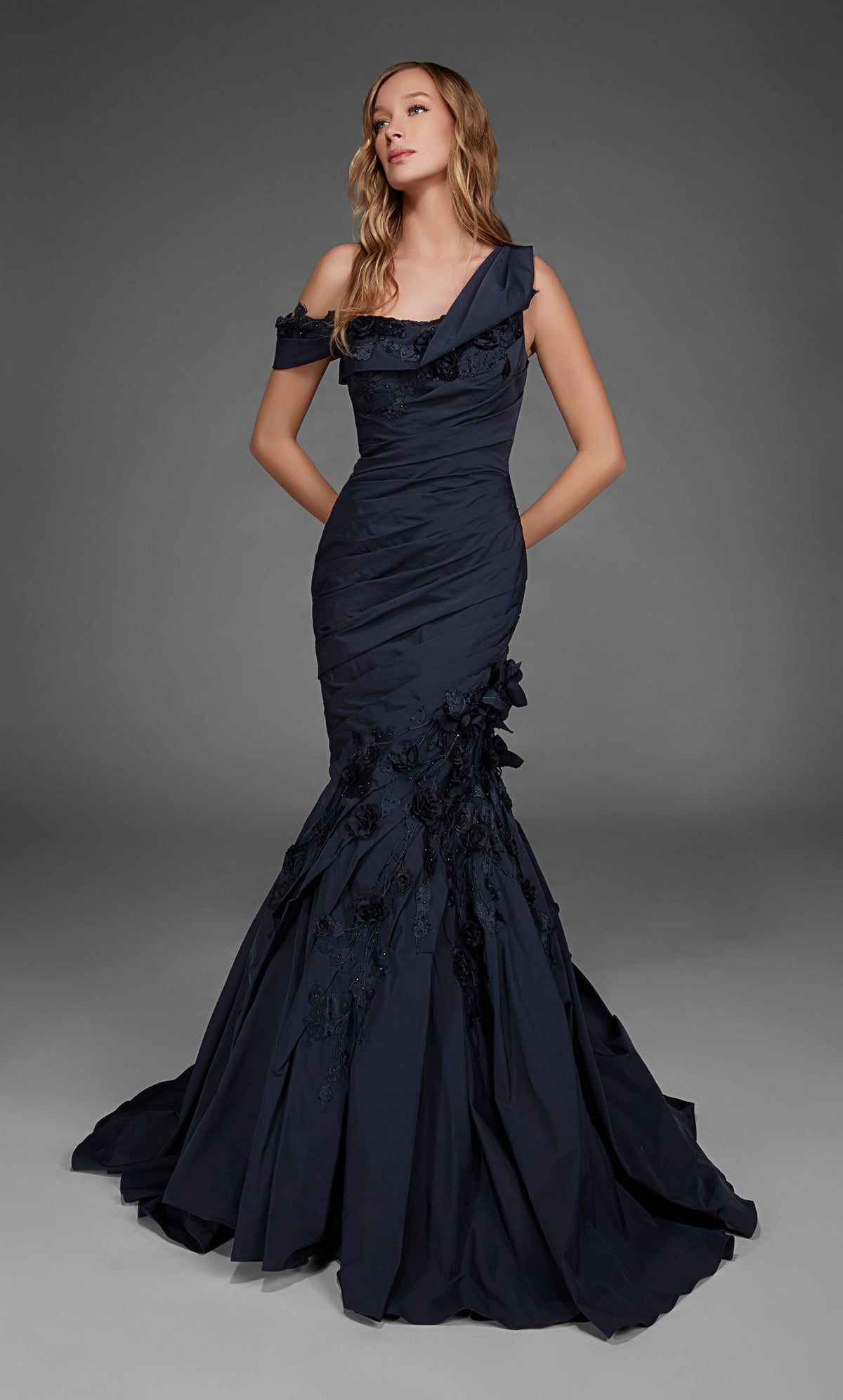 ALYCE Paris 55013 Special Occasion One Shoulder Neckline Ruched/draped Mermaid Dress