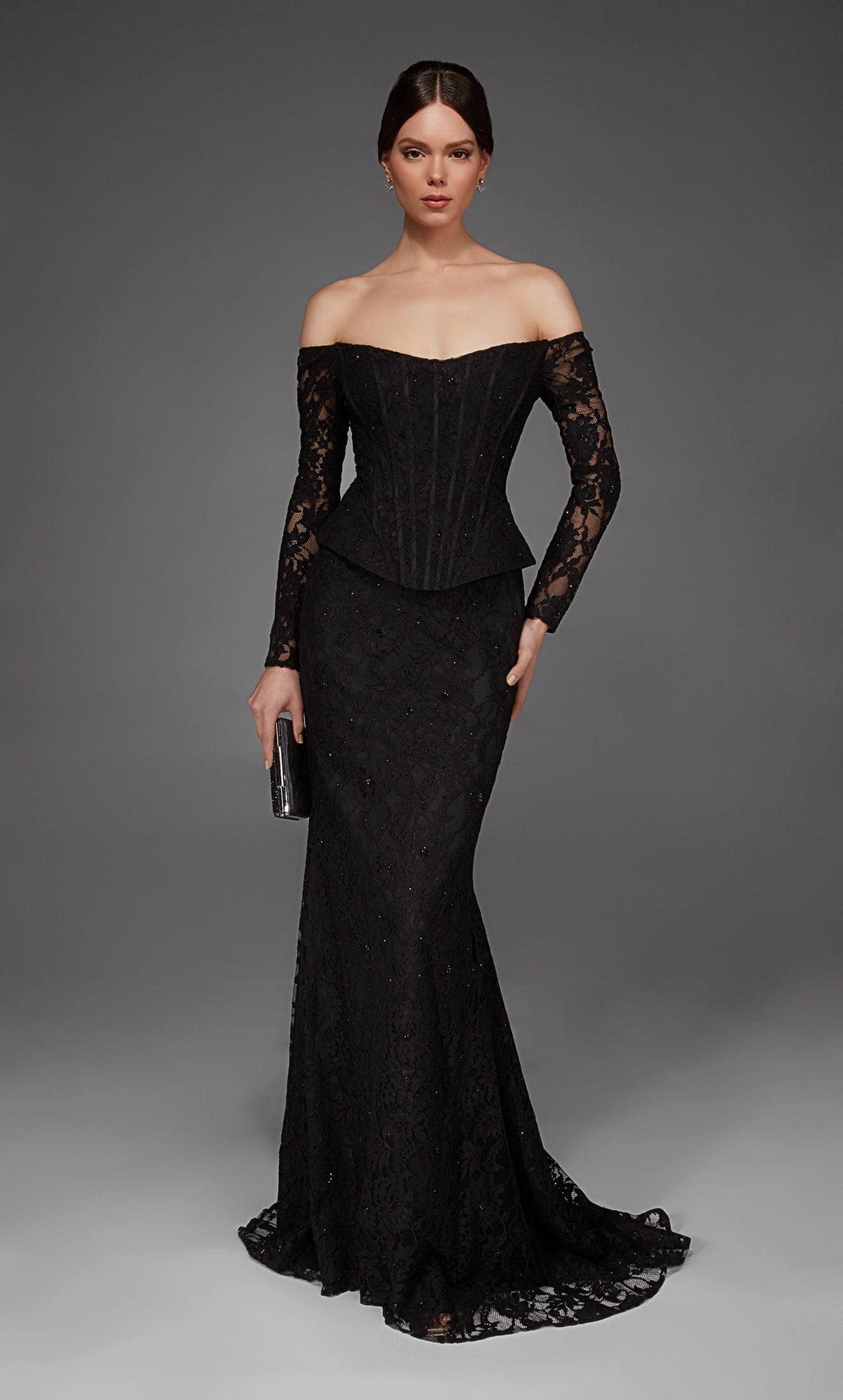 ALYCE Paris 55018 Special Occasion Off The Shoulder Neckline Peplum Straight Dress