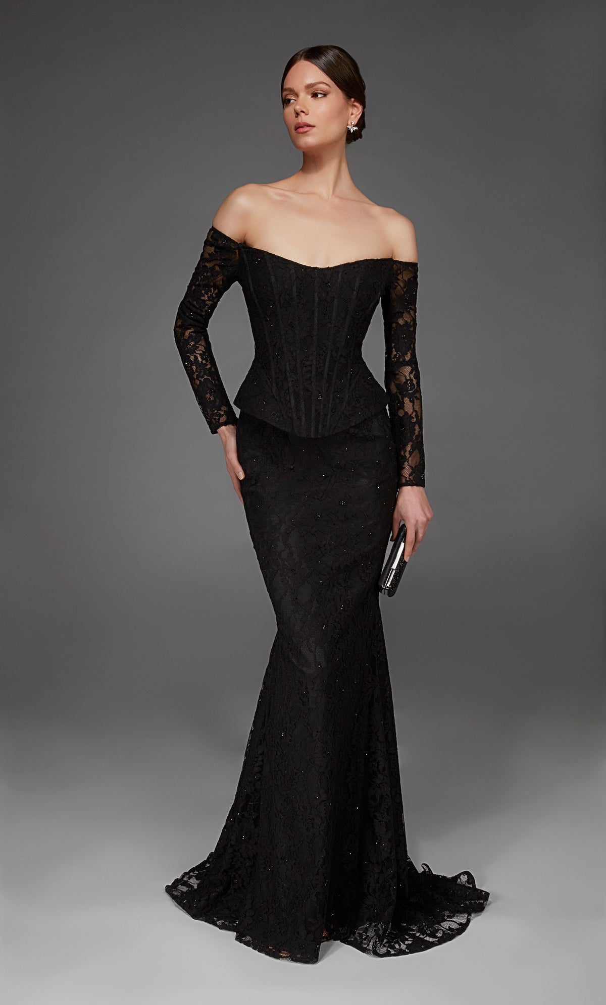 ALYCE Paris 55018 Special Occasion Off The Shoulder Neckline Peplum Straight Dress