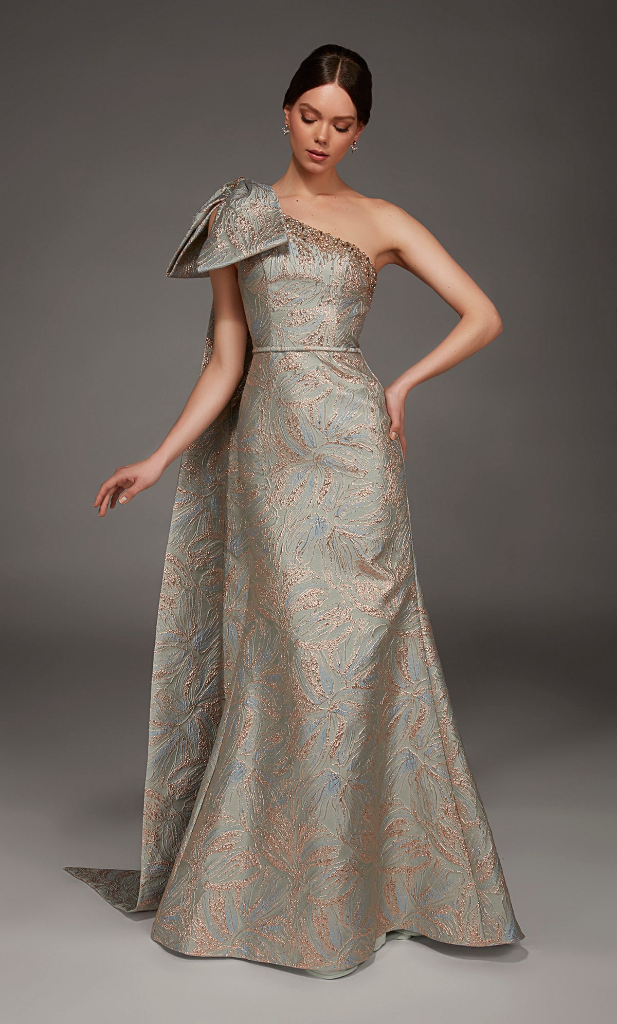ALYCE Paris 55026 Special Occasion One Shoulder Neckline Chic A Line Dress