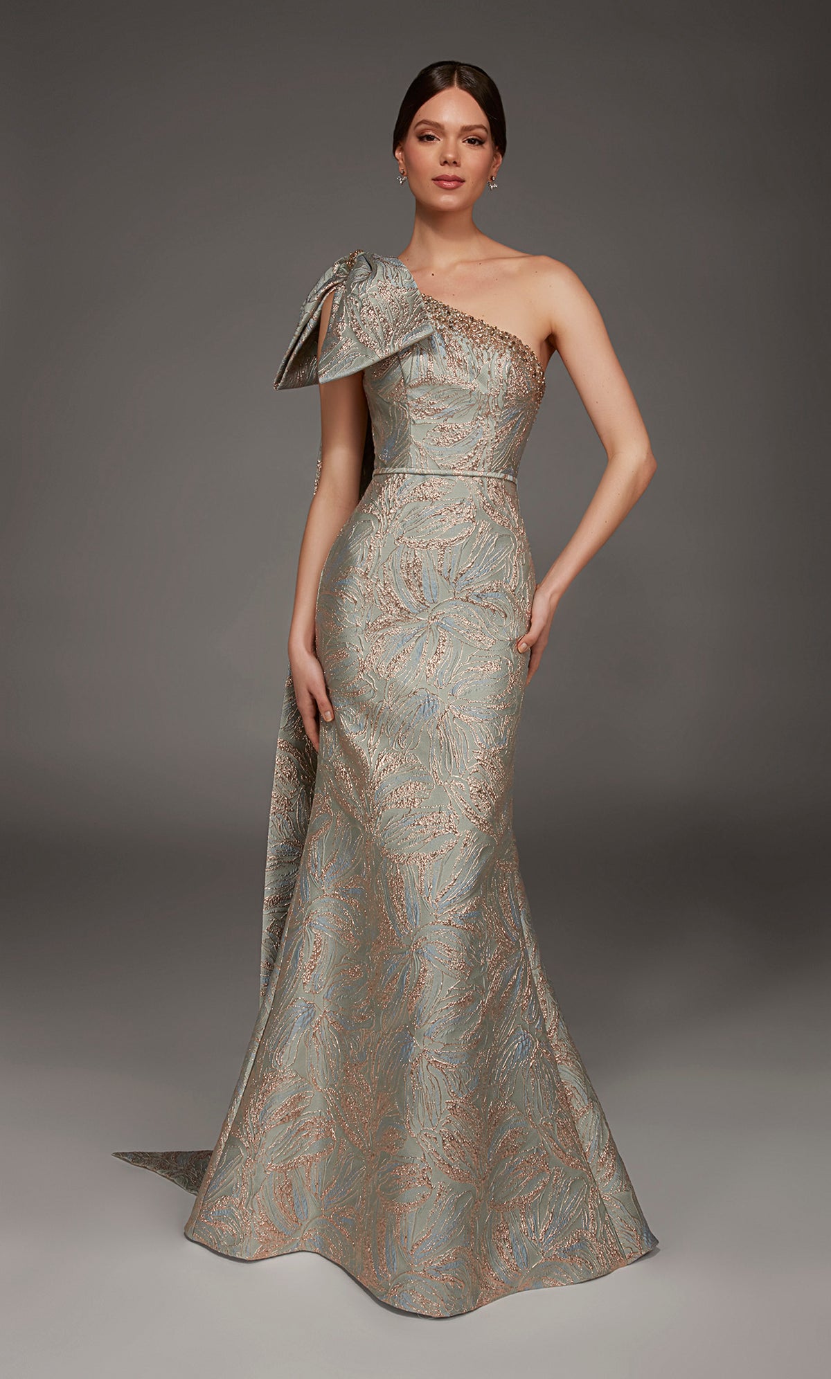 ALYCE Paris 55026 Special Occasion One Shoulder Neckline Chic A Line Dress