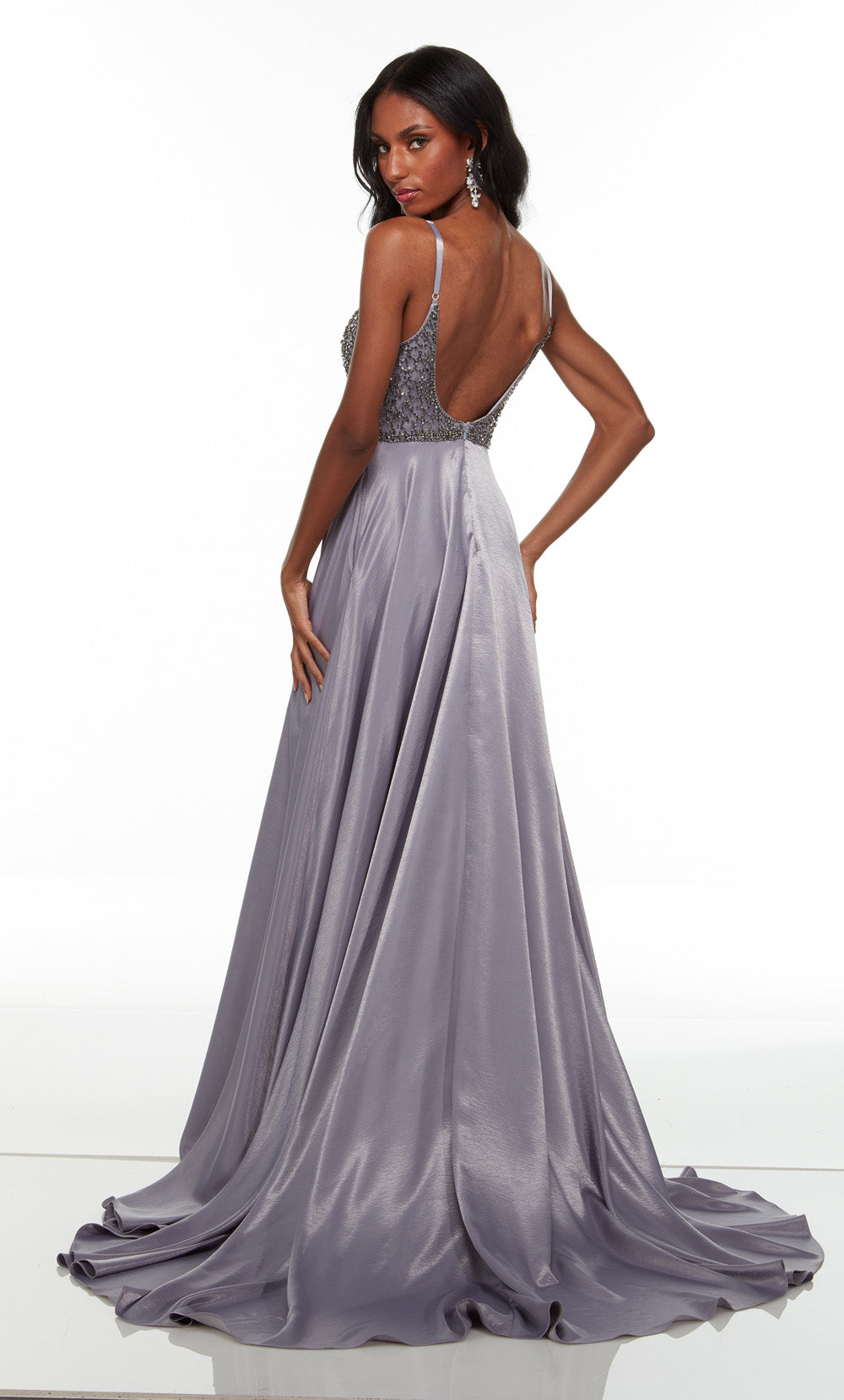 ALYCE Paris 61197 Alyce Long Straight Across Embellished Flowy Dress
