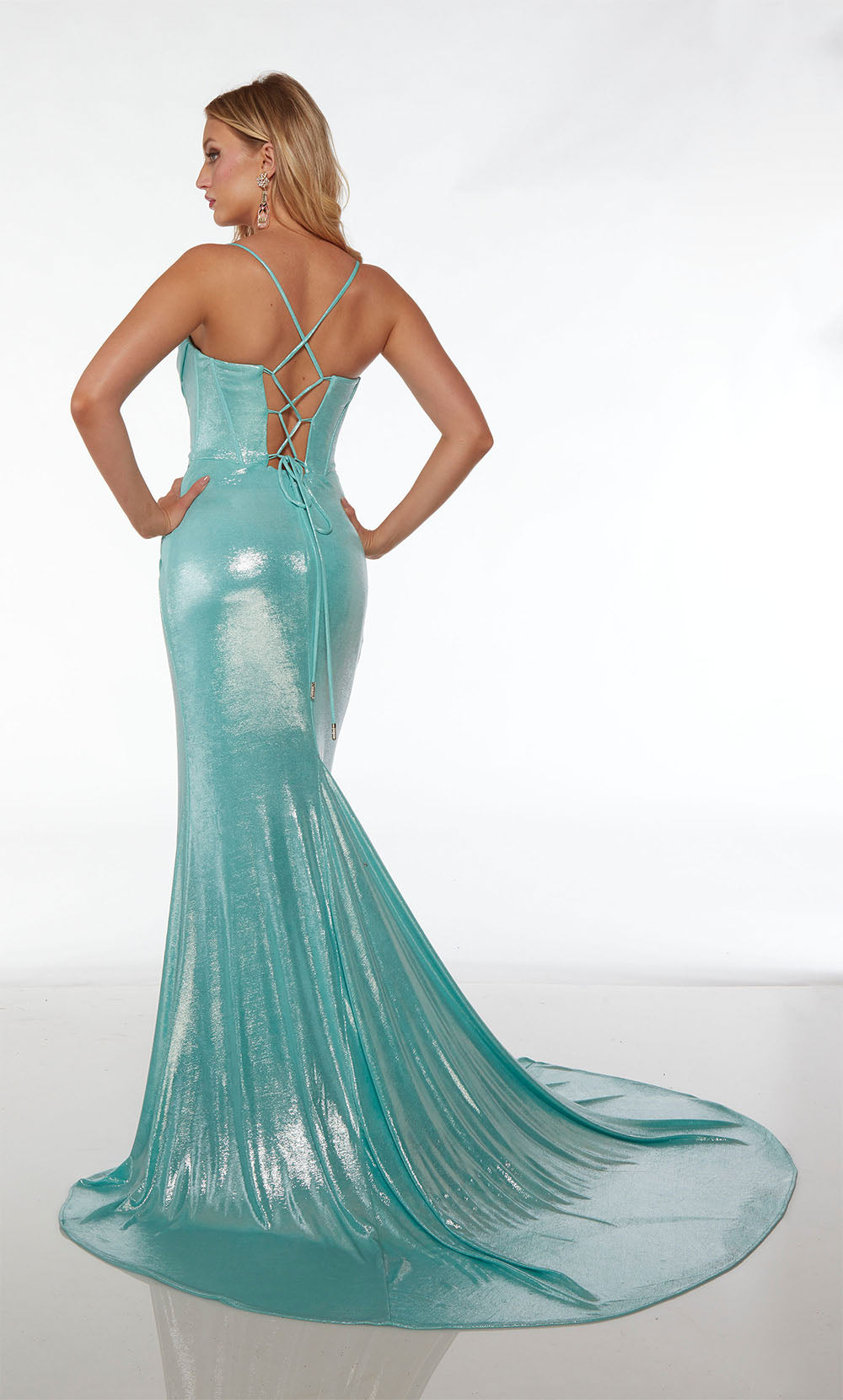 Alyce Paris 61490 Alyce Long Cowl Swimmery/Sparkly Straight Dress