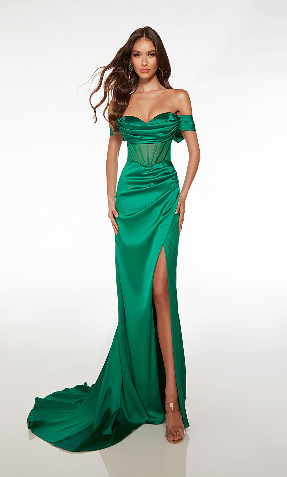 Alyce Paris 61572 Alyce Long Off the ombro Illusion Straight Dress Straight