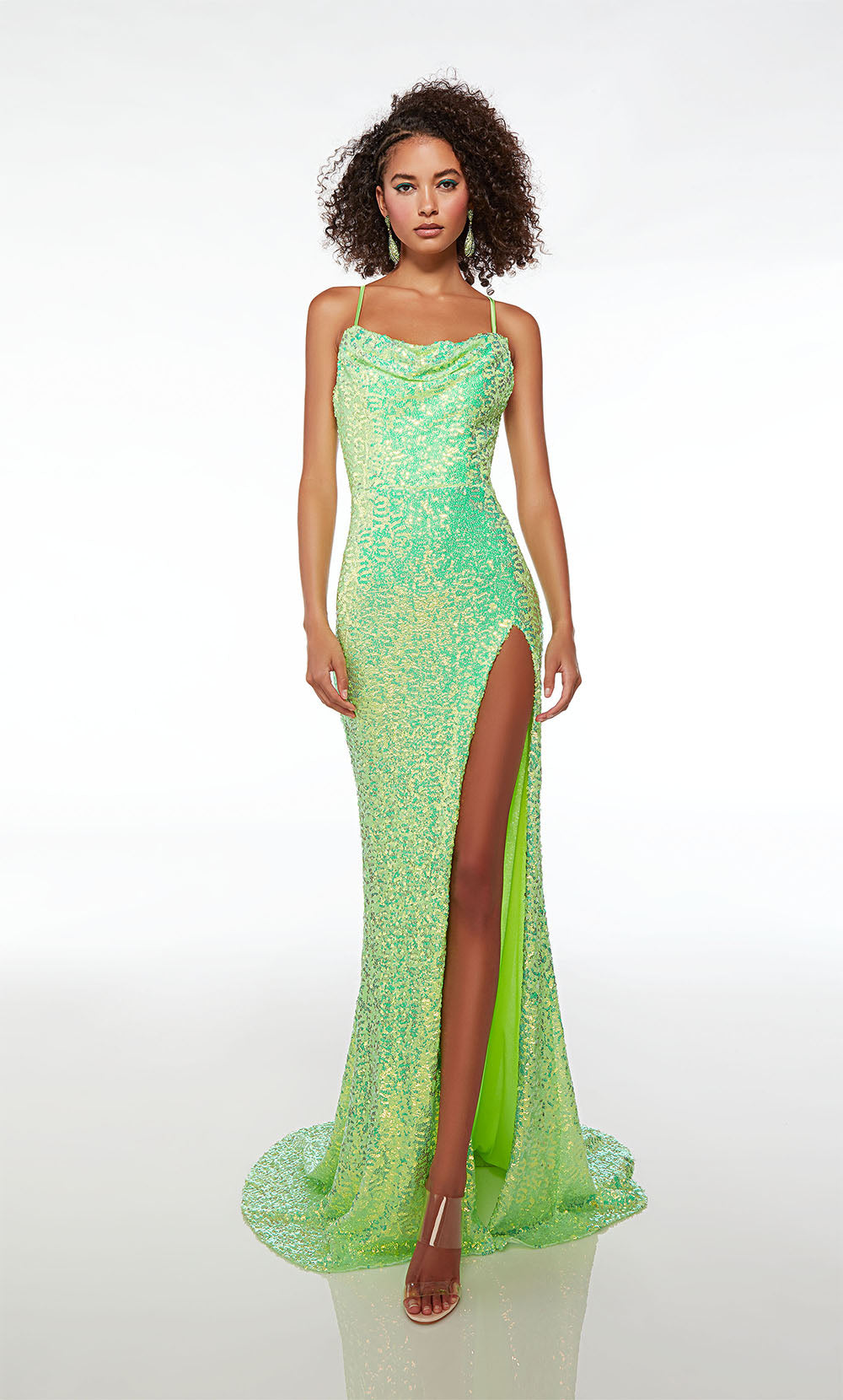 Alyce Paris 61588 Alyce Long Cowl Swimmery/Sparkly Straight Dress