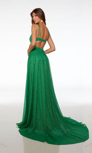 ALYCE Paris 61599 Alyce Long V-neck Side Cut Outs, Train  Dress