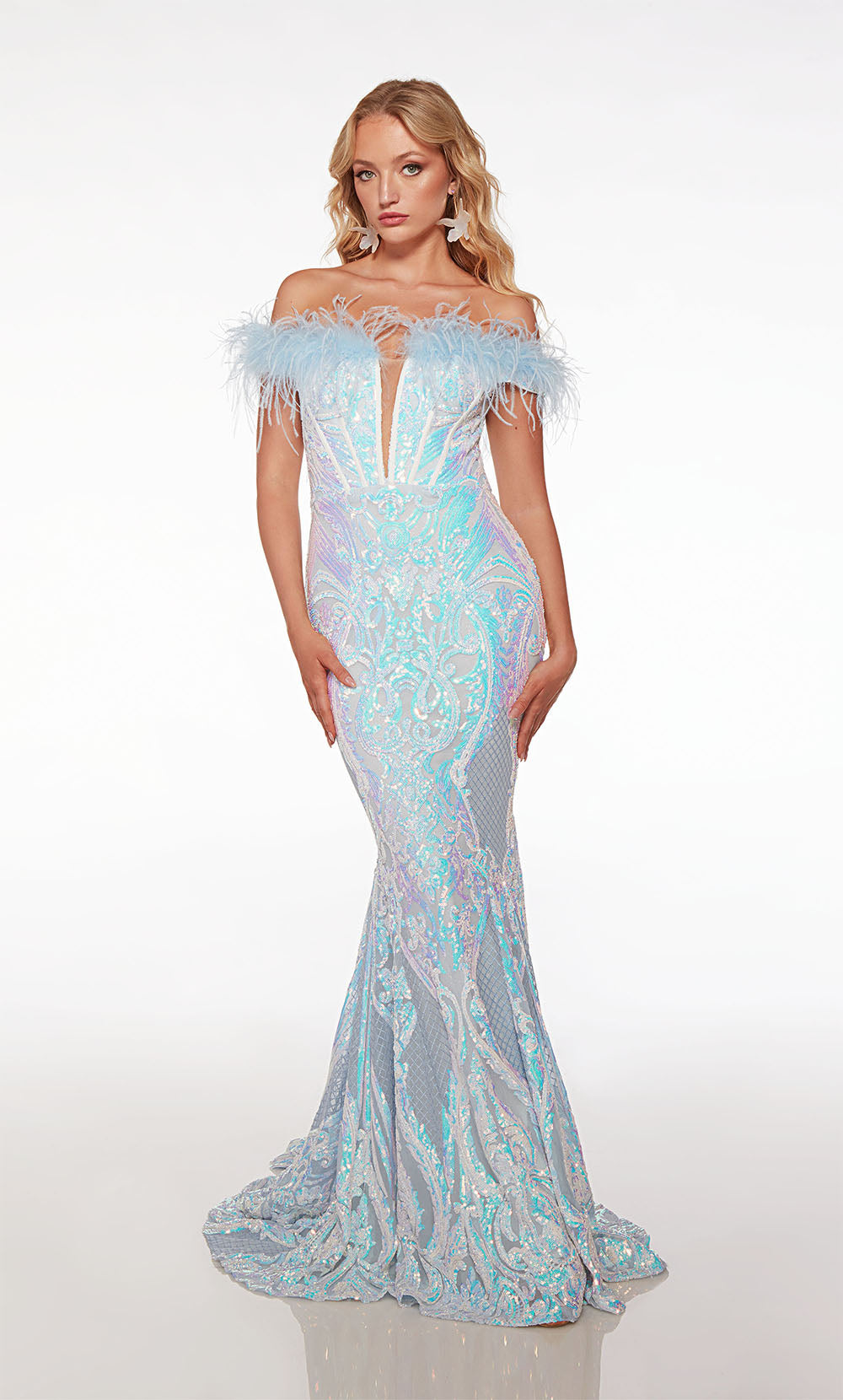 Alyce Paris 61650 Alyce lange von der Schulter -Illusion Mermaid Kleid