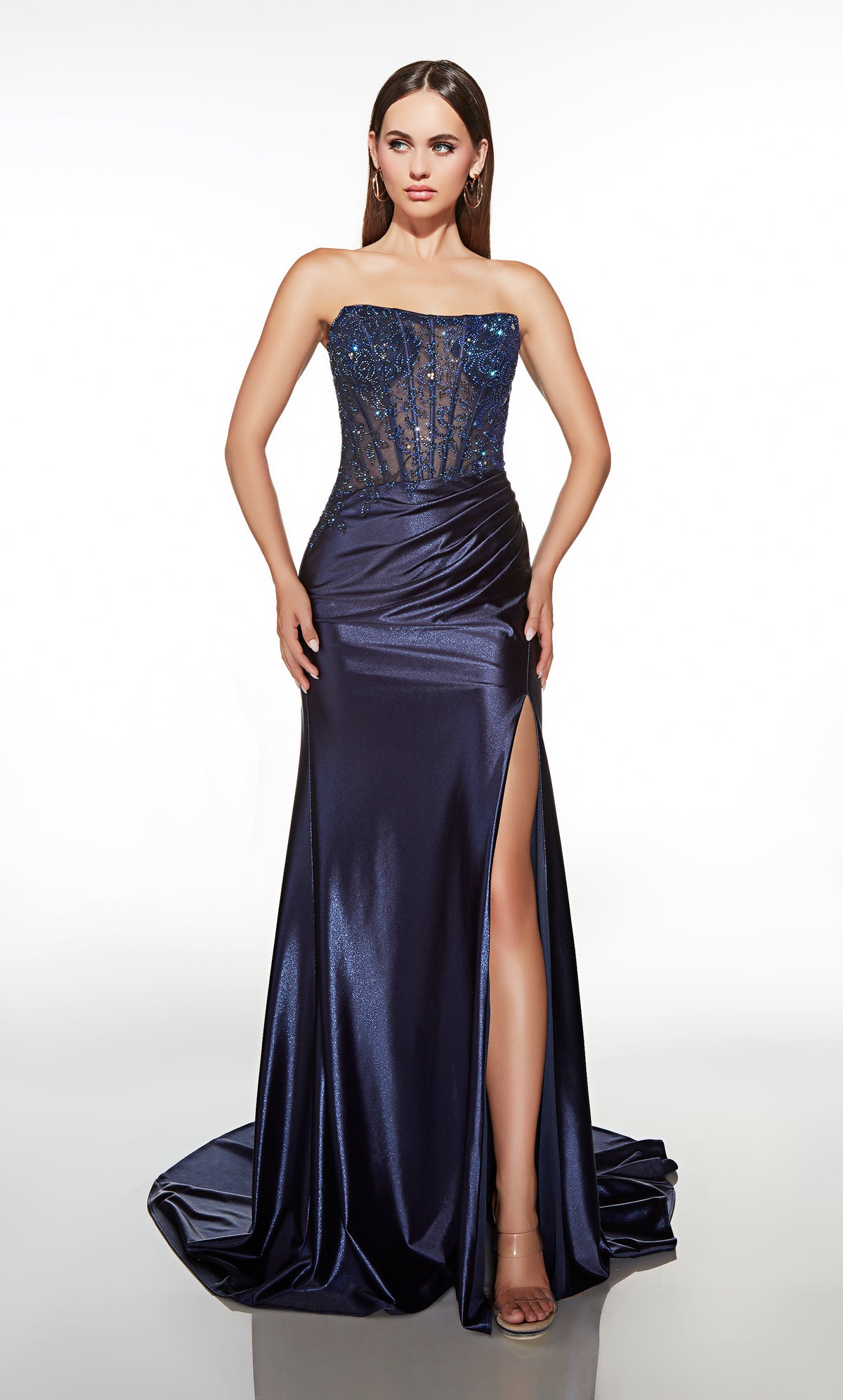 ALYCE Paris 62027 Alyce Long Scooped Neckline Illusion Straight Dress