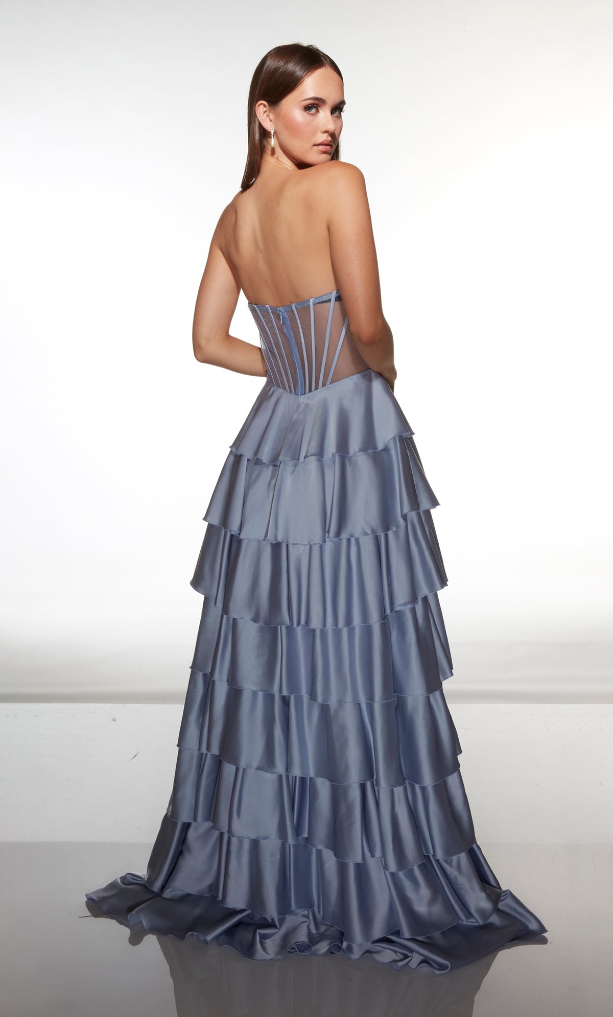 ALYCE Paris 62056 Alyce Long Cat-eye Neckline Corset A Line Dress