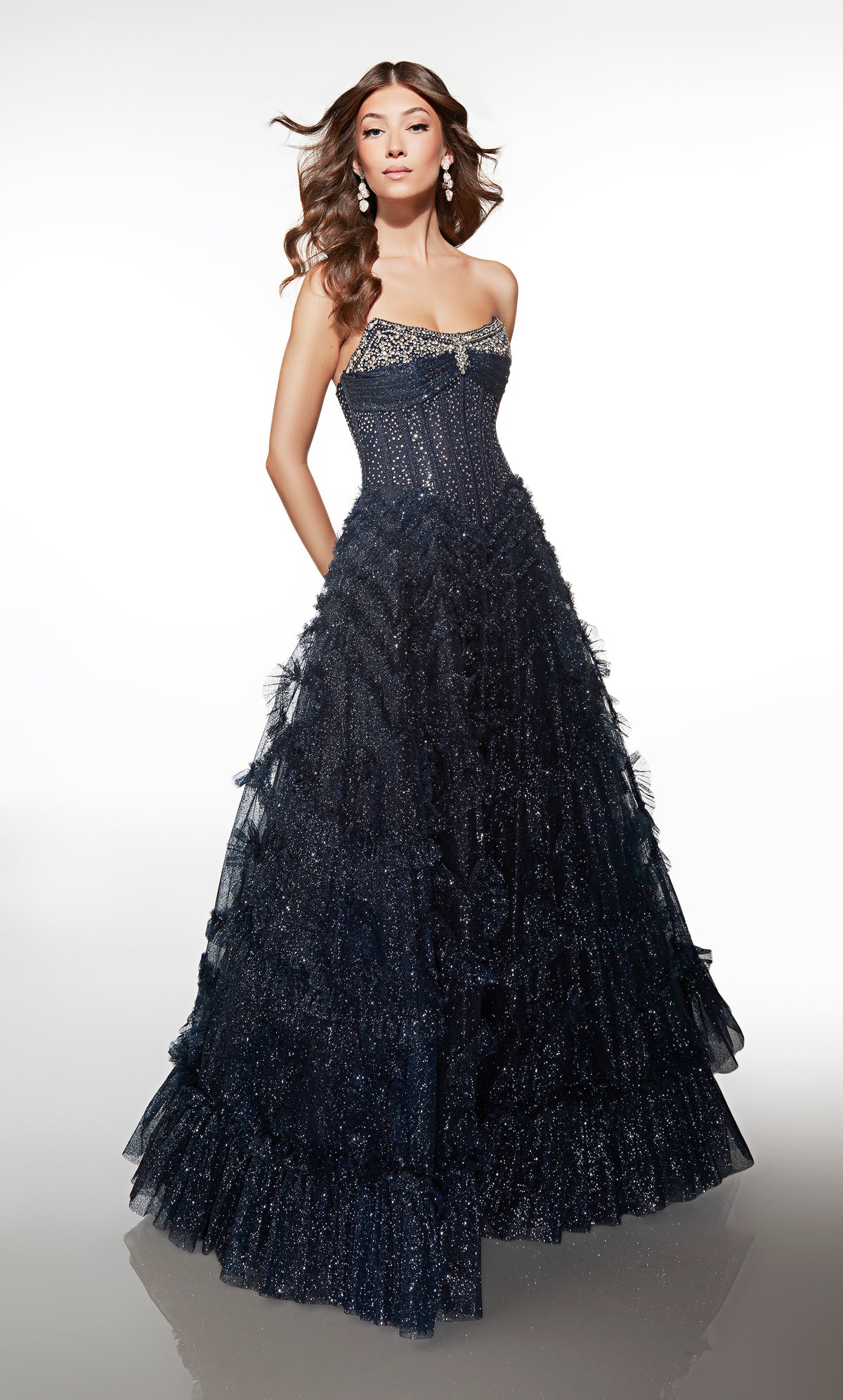 ALYCE Paris 62096 Alyce Long Scooped Neckline Corset A Line Dress