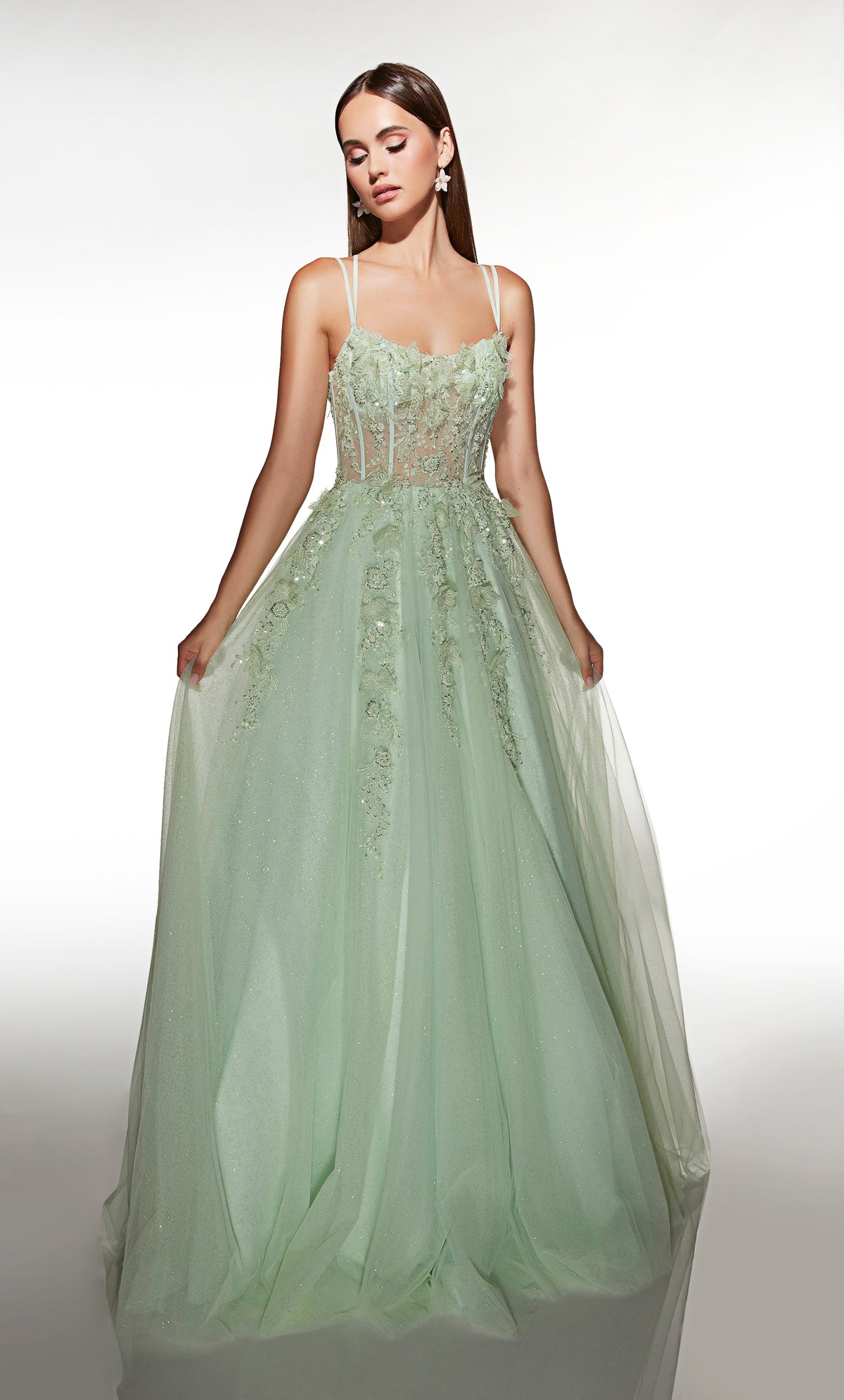 ALYCE Paris 62203 Alyce Long Scooped Neckline Shimmery/sparkly Ballgown Dress