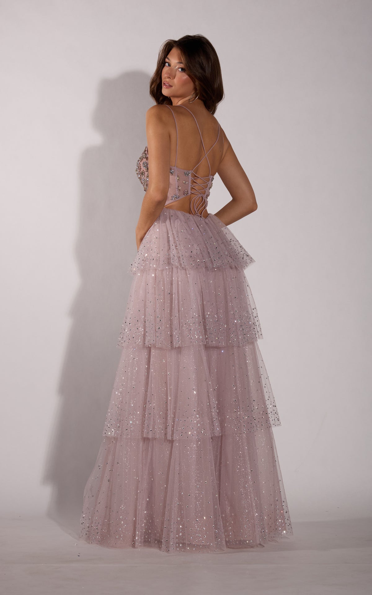 ALYCE Paris 62221 Alyce Long Plunging Neckline Ruffles A Line Dress