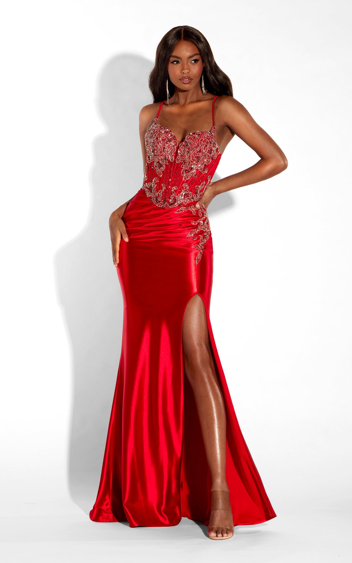 ALYCE Paris 62283 Alyce Long V-neckline Ruched/draped Straight Dress