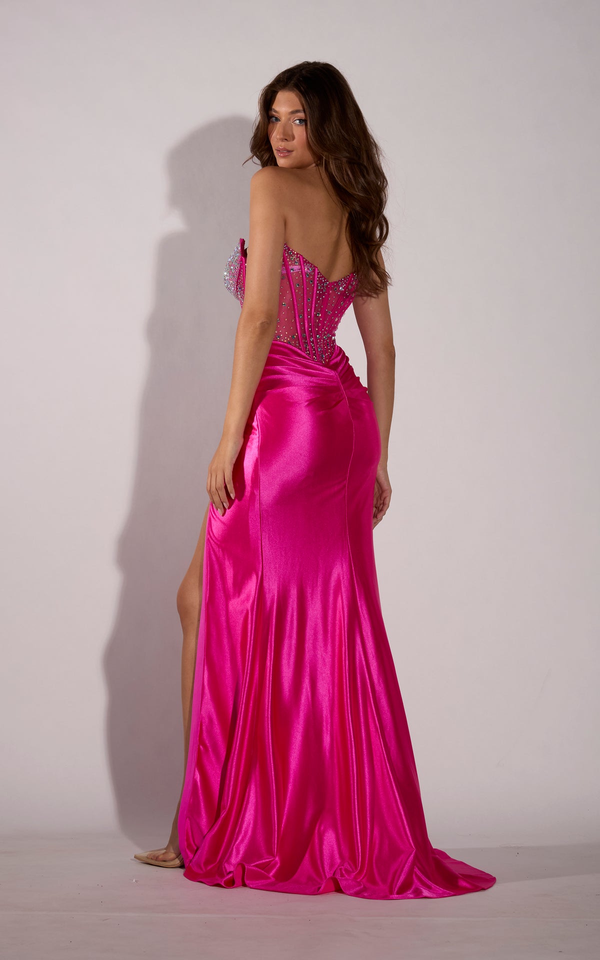 ALYCE Paris 62302 Alyce Long Plunging Neckline Ruched/draped Straight Dress
