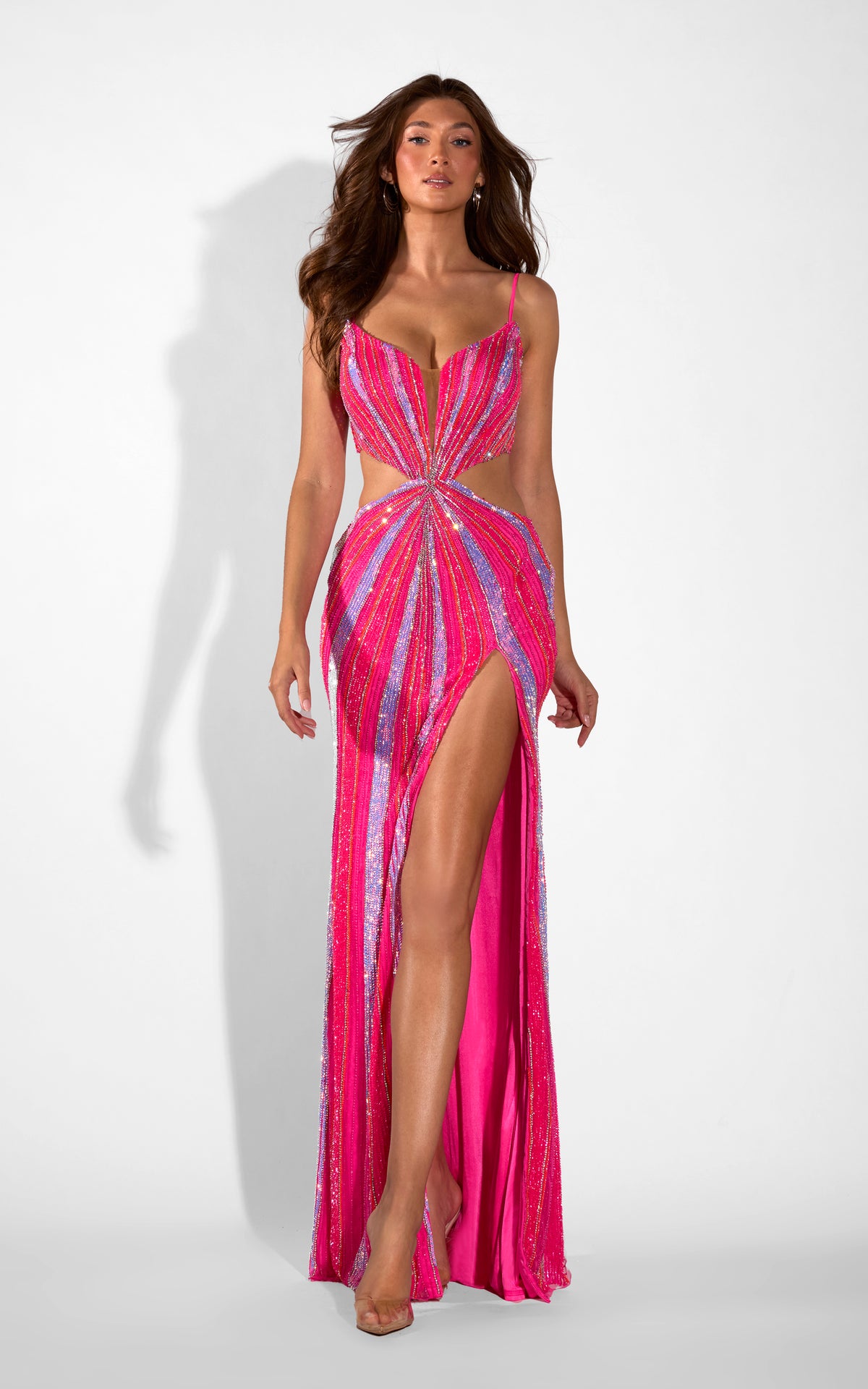 ALYCE Paris 62305 Alyce Long Plunging Neckline Embellished Straight Dress