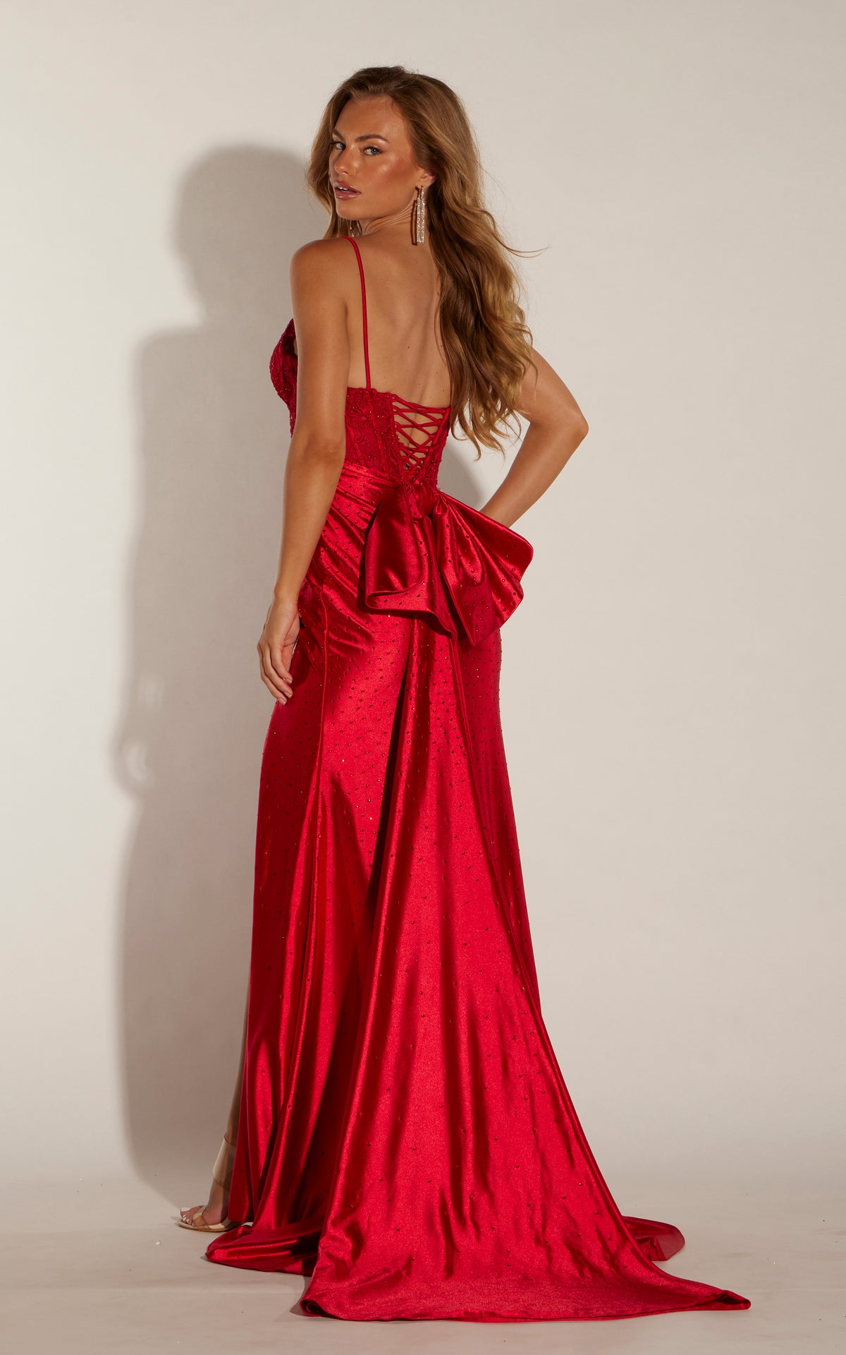 ALYCE Paris 62349 Alyce Long V-neckline Ruched/draped Straight Dress