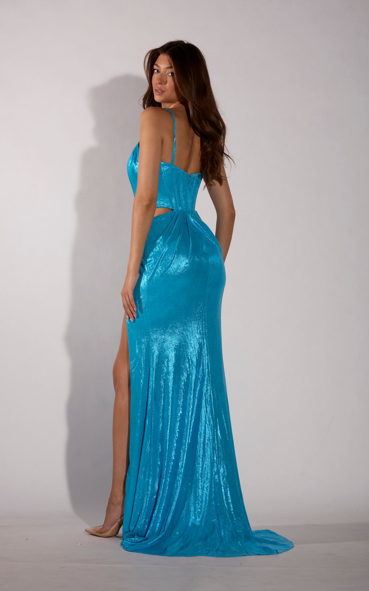 ALYCE Paris 62351 Alyce Long Scooped Neckline Corset Straight Dress