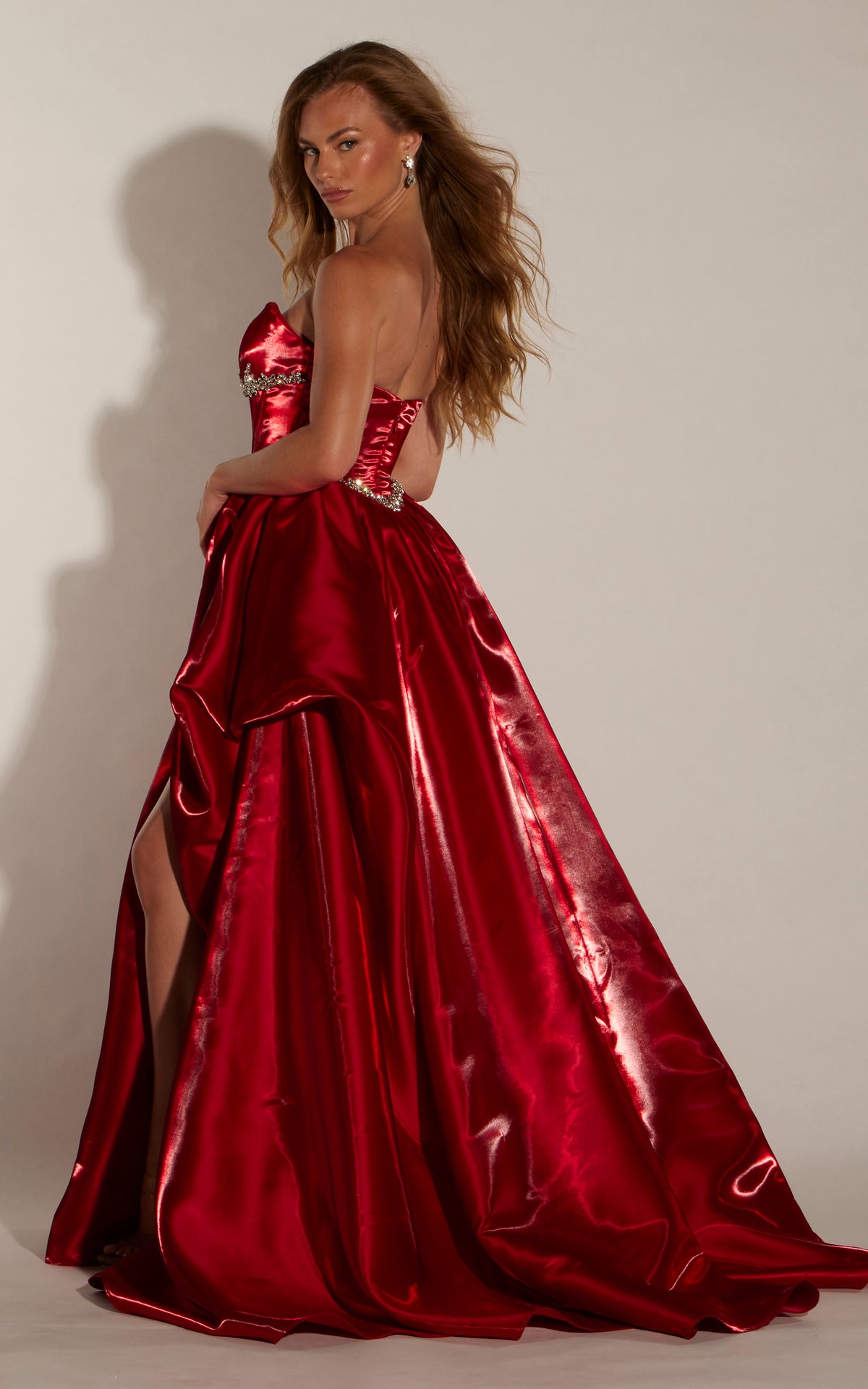 ALYCE Paris 62403 Alyce Long V-neckline Slit A Line Dress