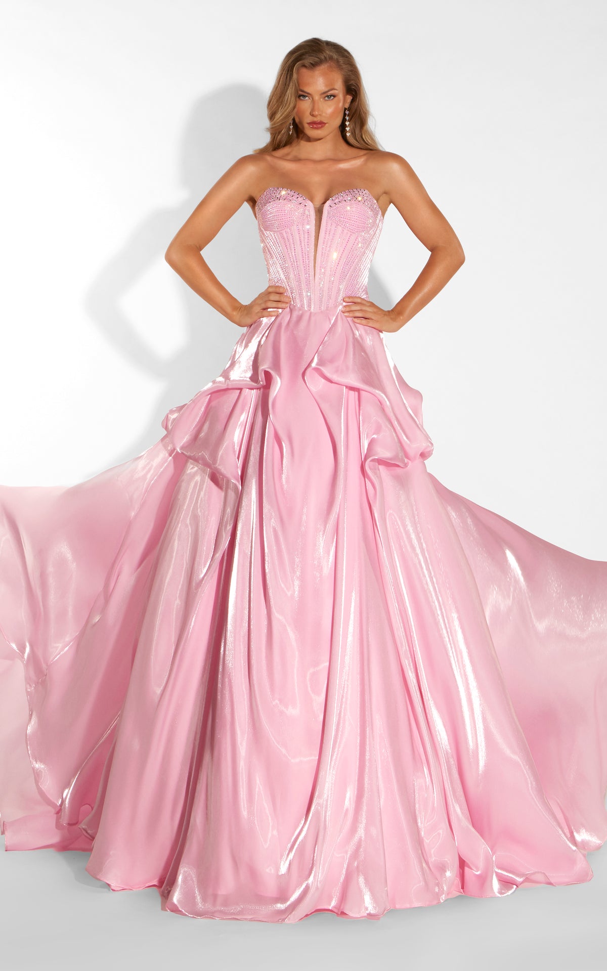 ALYCE Paris 62436 Alyce Long Plunging Neckline Shimmery/sparkly A Line Dress