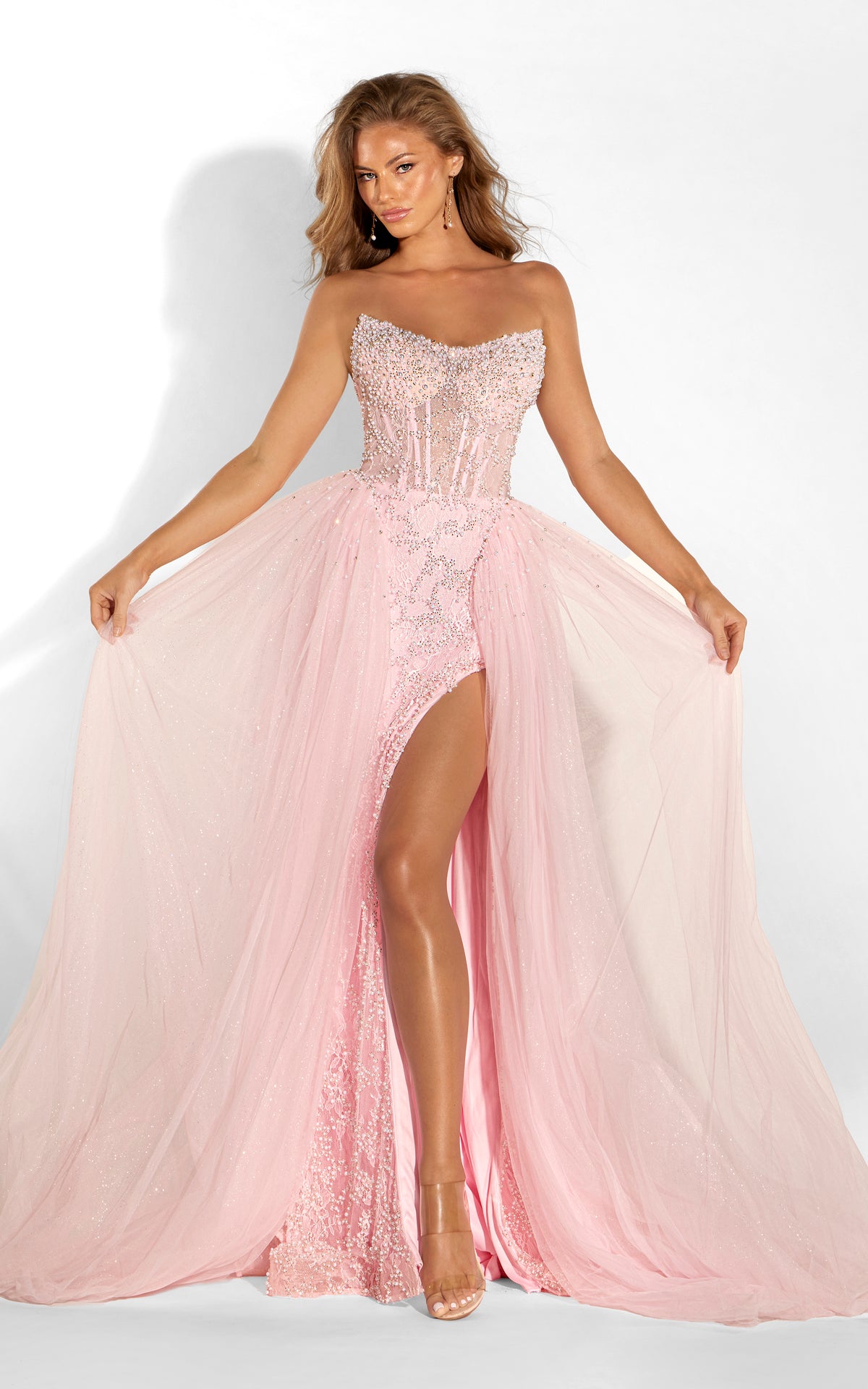 ALYCE Paris 62438 Alyce Long Scooped Neckline Illusion A Line Dress