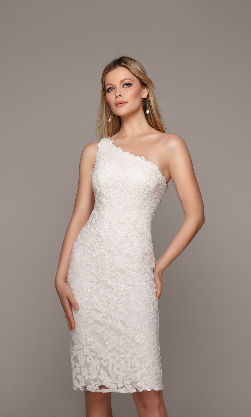 Alyce Paris 70029 Bridal One Shoulse brillante/vestido recto brillante