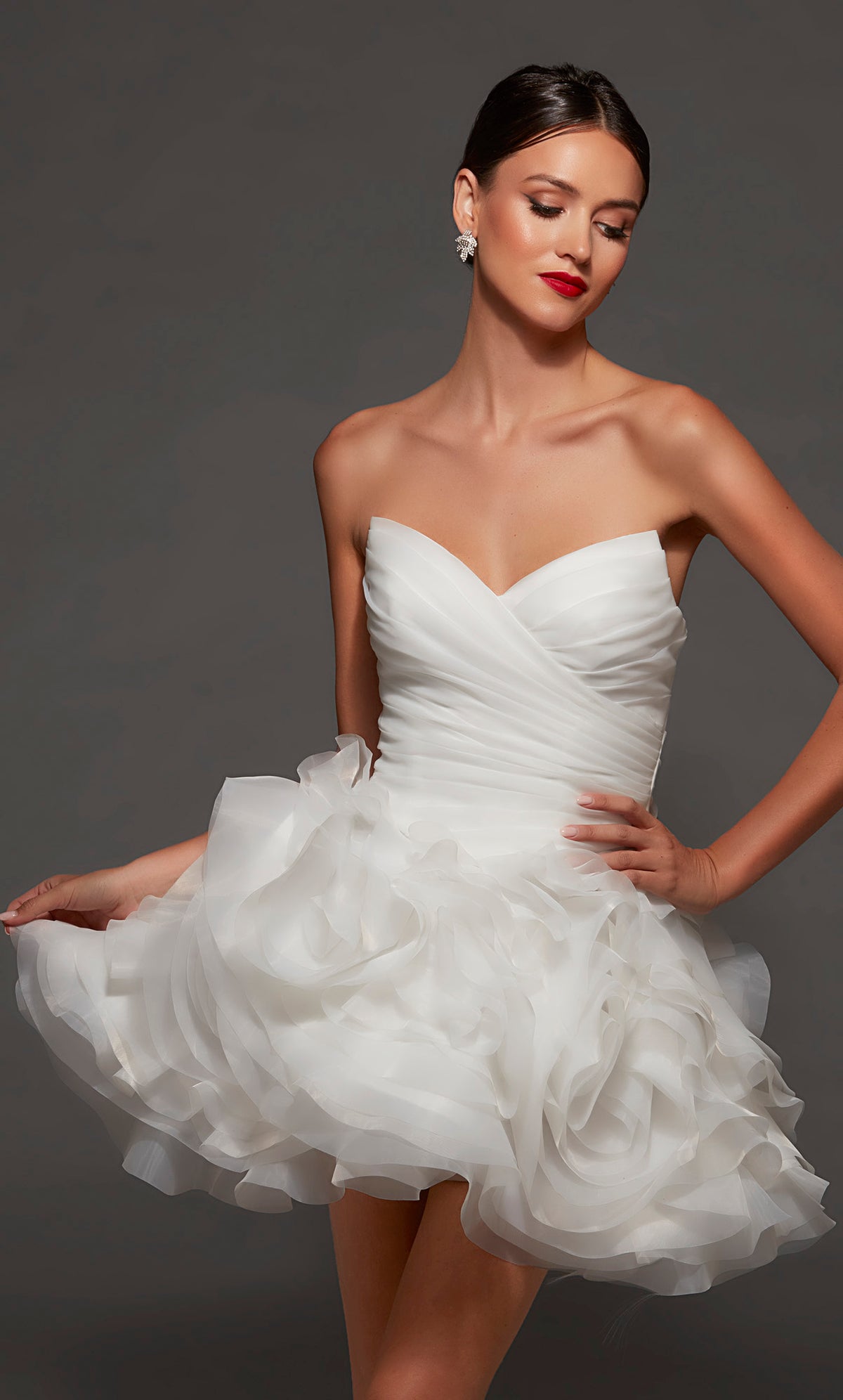 ALYCE Paris 70086 Bridal V-neckline Ruched/draped A Line Dress