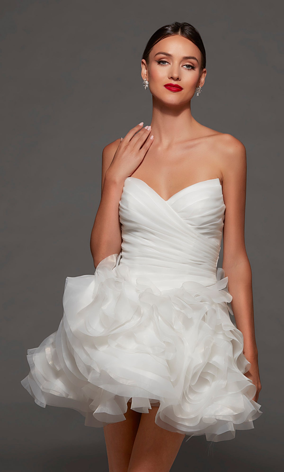 ALYCE Paris 70086 Bridal V-neckline Ruched/draped A Line Dress