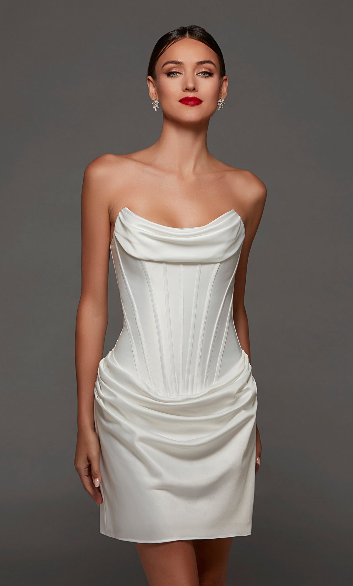 ALYCE Paris 70092 Bridal Cowl Neckline Ruched/draped Straight Dress