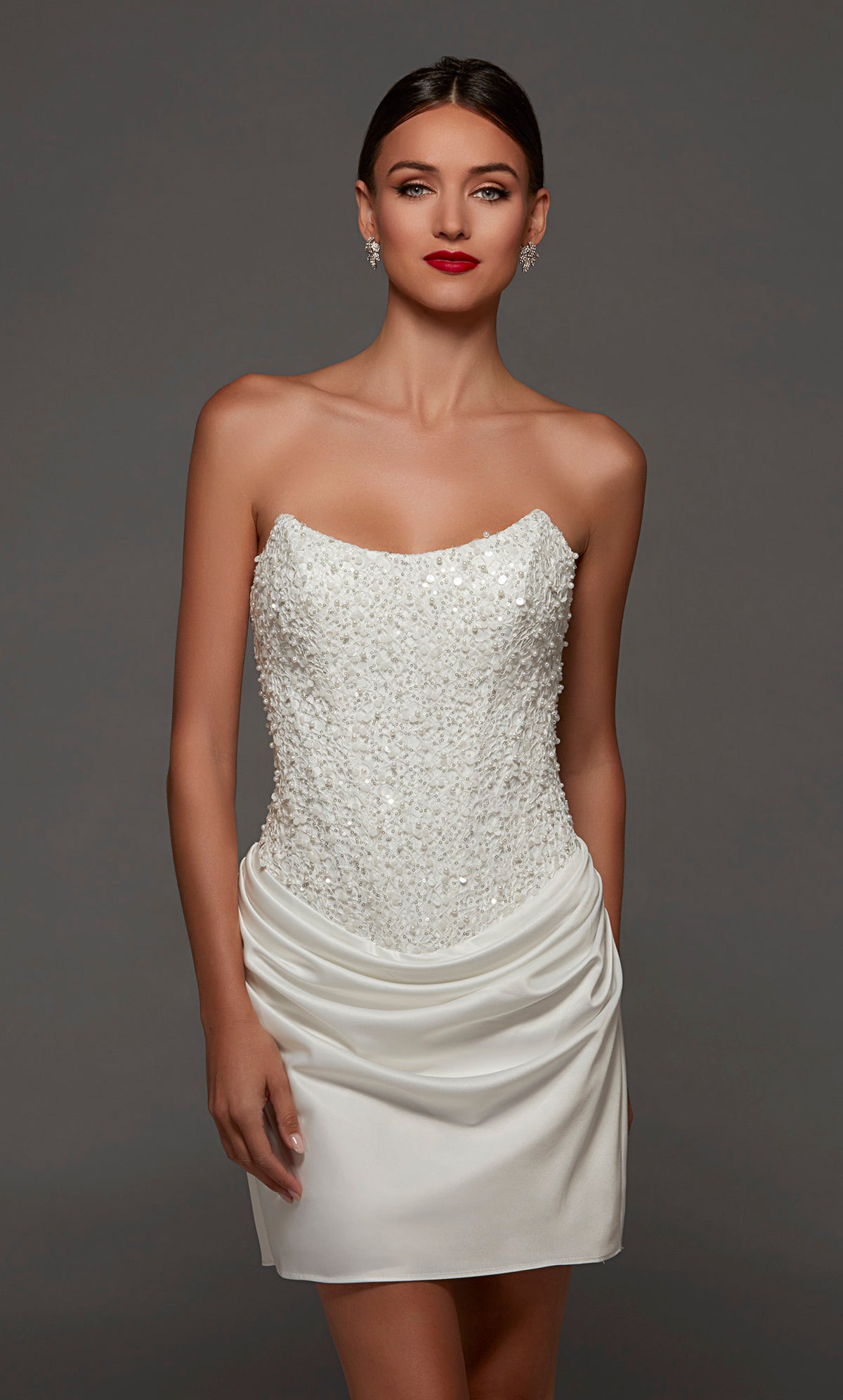 ALYCE Paris 70105 Bridal Scooped Neckline Simple Straight Dress
