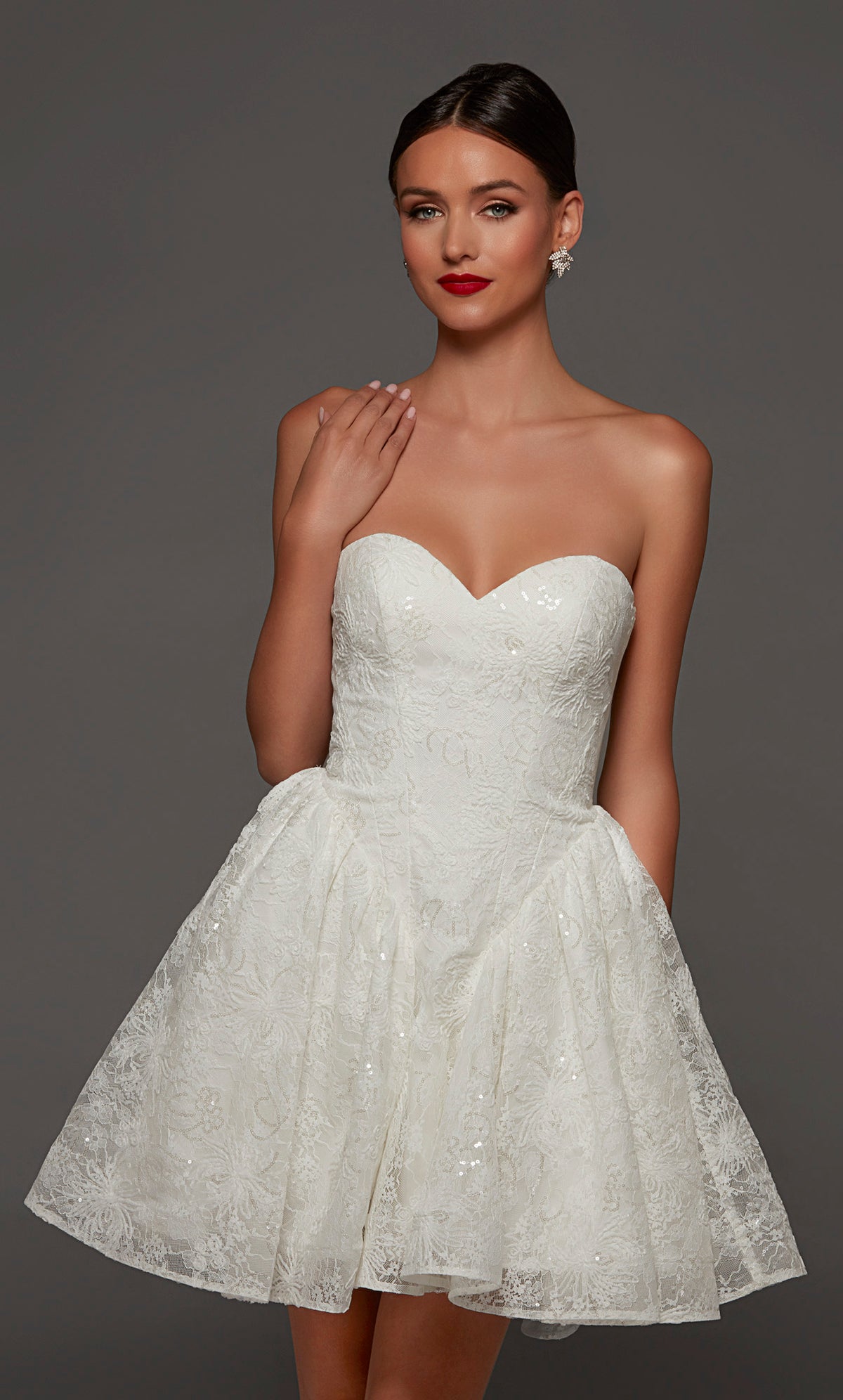 ALYCE Paris 70113 Bridal Sweetheart Neckline Buttons A Line Dress