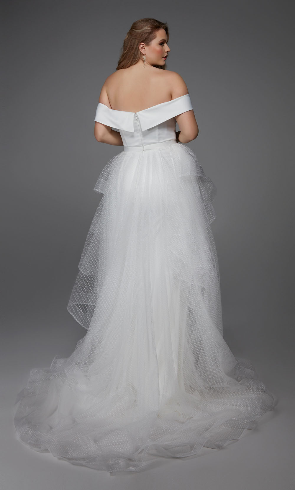 Alyce Paris 7020 Bridal Off the ombro de trem de ombro e flare vestido