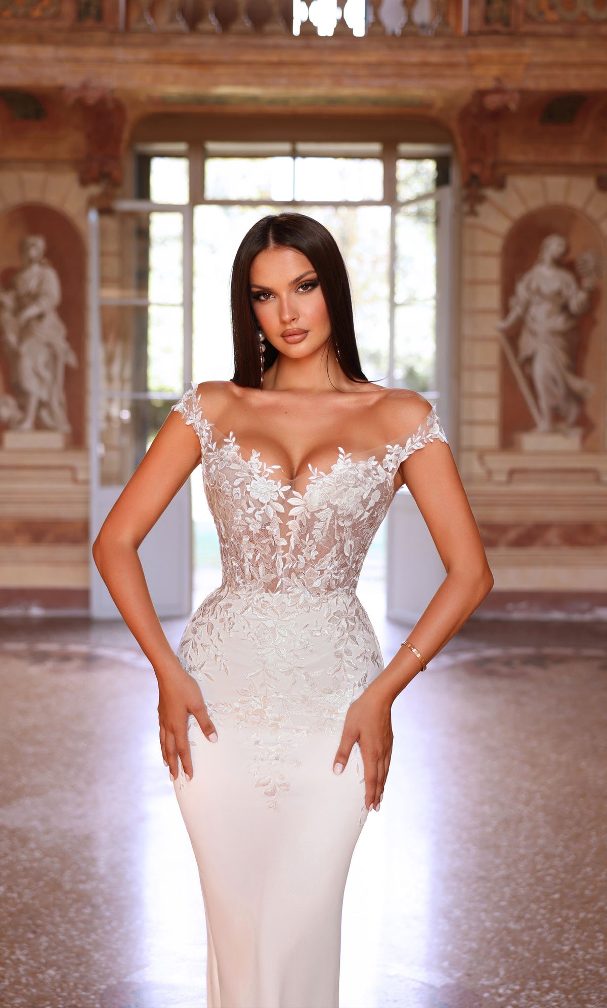 Alyce Paris 7026 Bridal fuera del hombro Sexy Fit n Flare Vestido