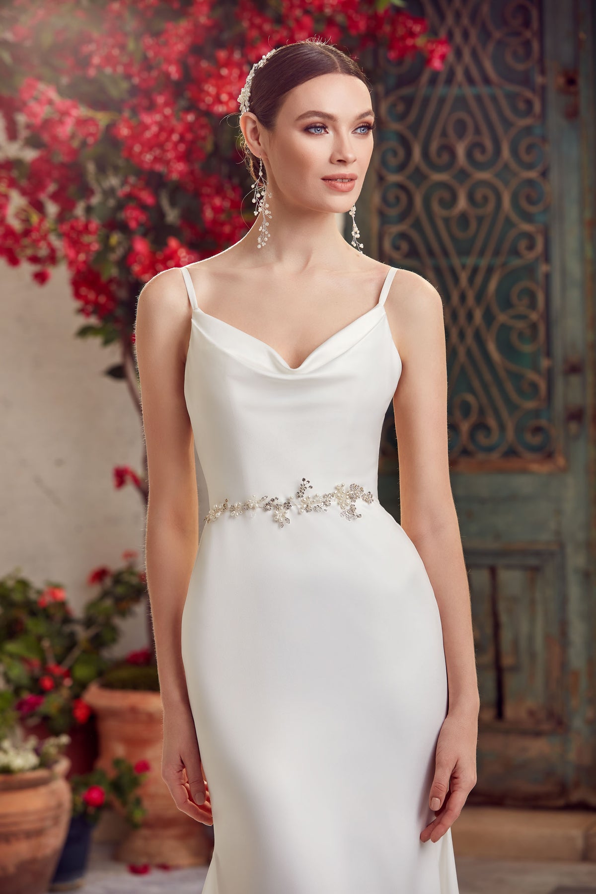 ALYCE Paris 7051 Bridal Cowl Neck Adjustable Straps, Train  Dress