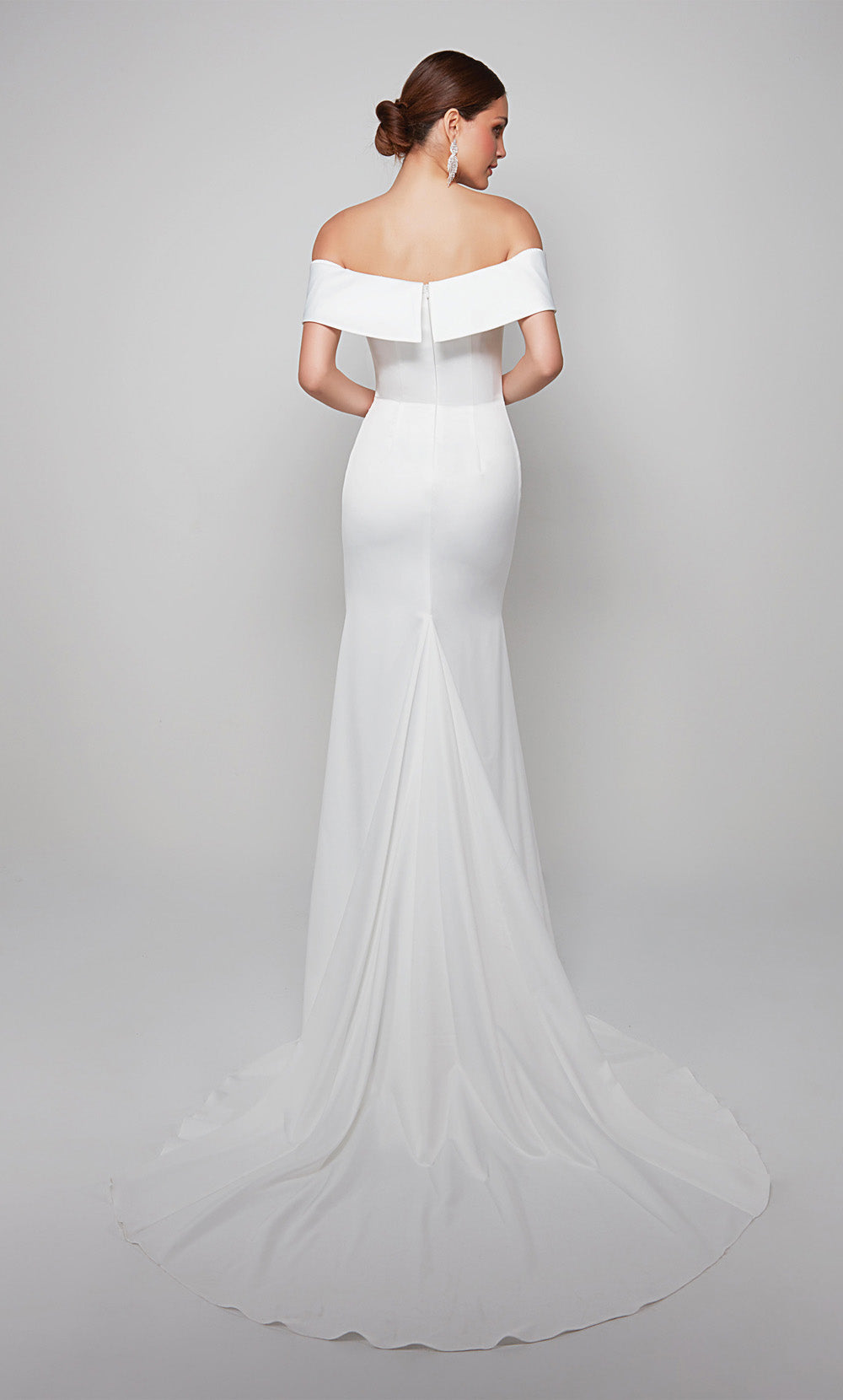 ALYCE Paris 7059 Bridal Off The Shoulder Simple Straight Dress