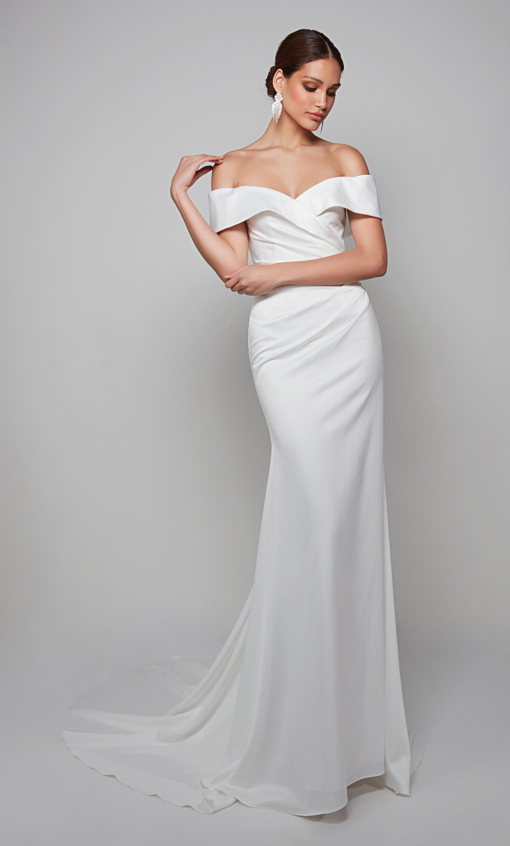 ALYCE Paris 7059 Bridal Off The Shoulder Simple Straight Dress